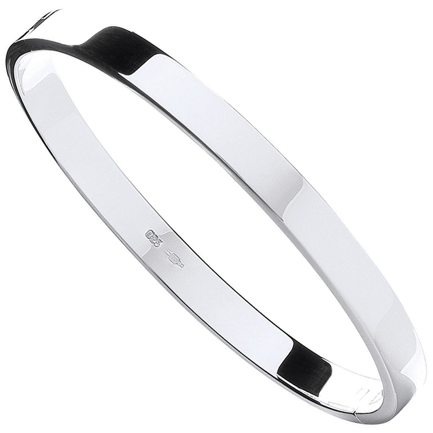 Silver Solid Oval Shaped Hinged Bangle