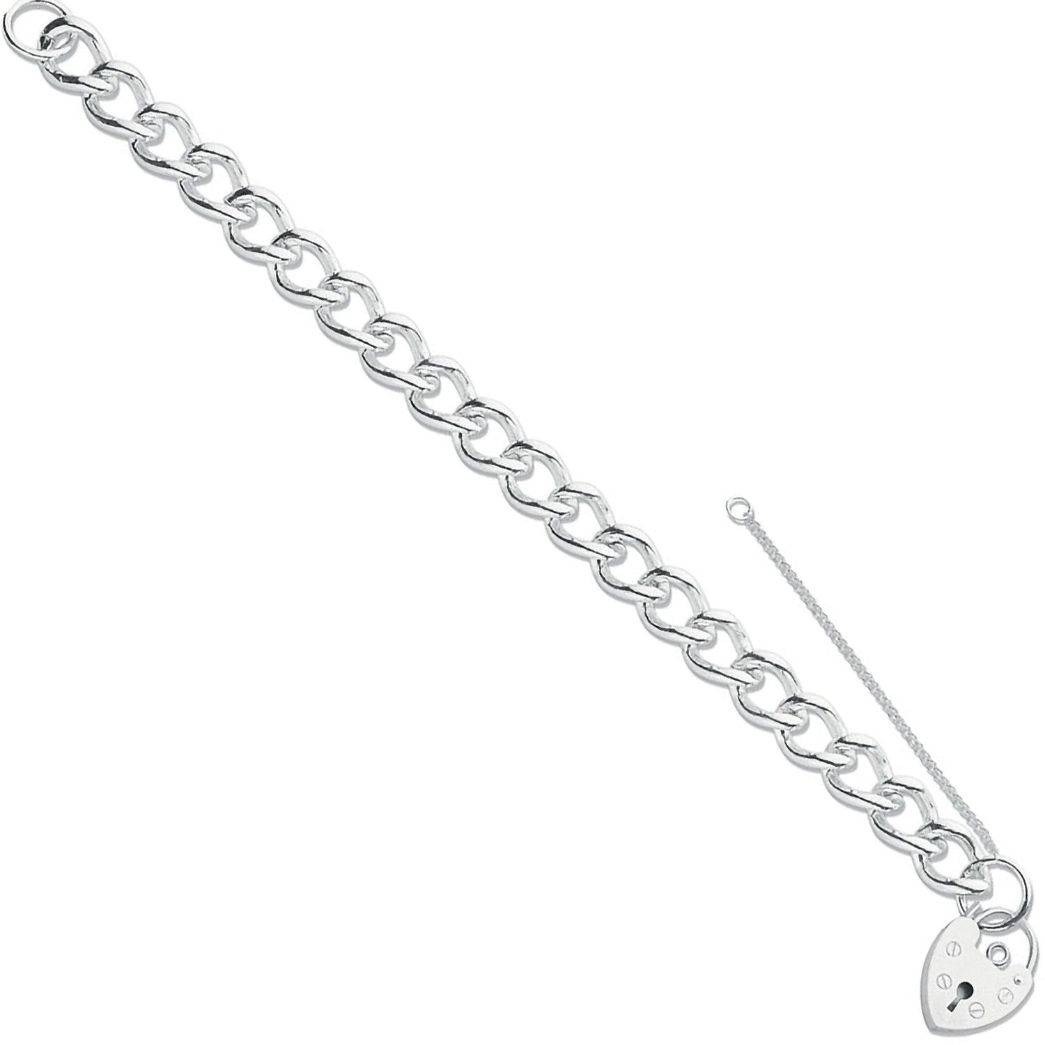 Silver Open Curb & Padlock Charm Bracelet