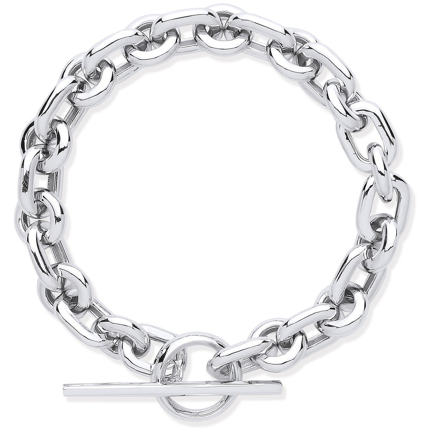 Silver Chunky Link T-Bar Bracelet