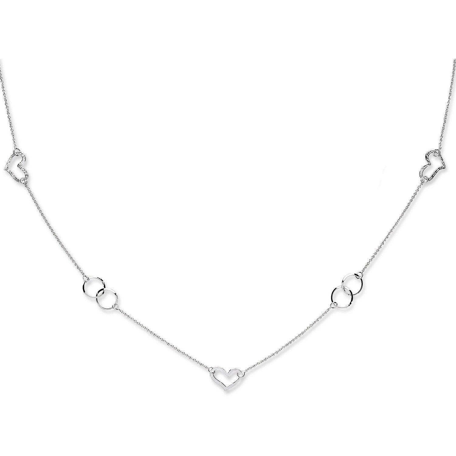 Silver Fancy Heart Chain 34"