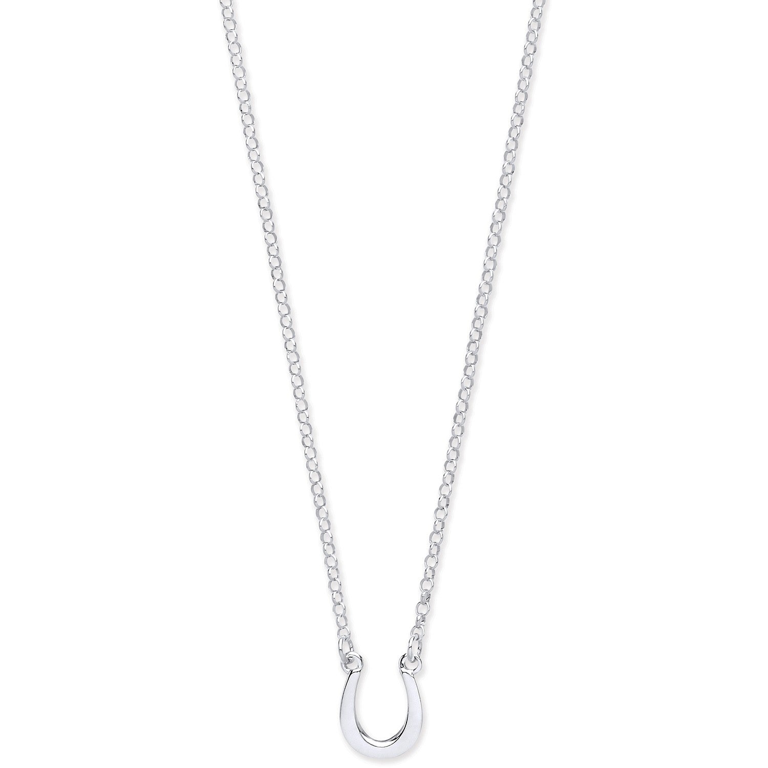 Silver Lucky Horseshoe Necklace 16" + 2" extention