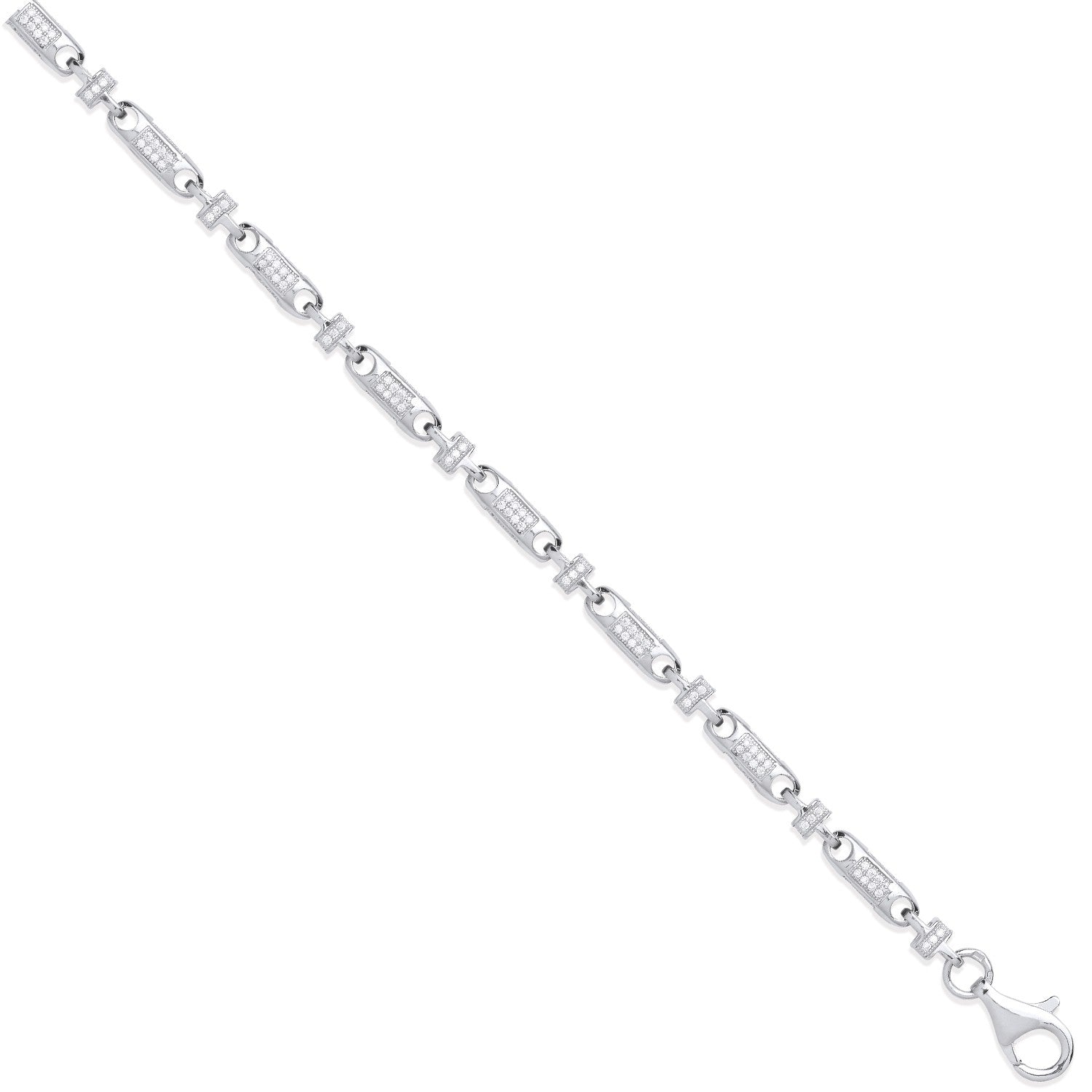 Silver 5.3mm Fancy Links CZ Chain-Bracelet