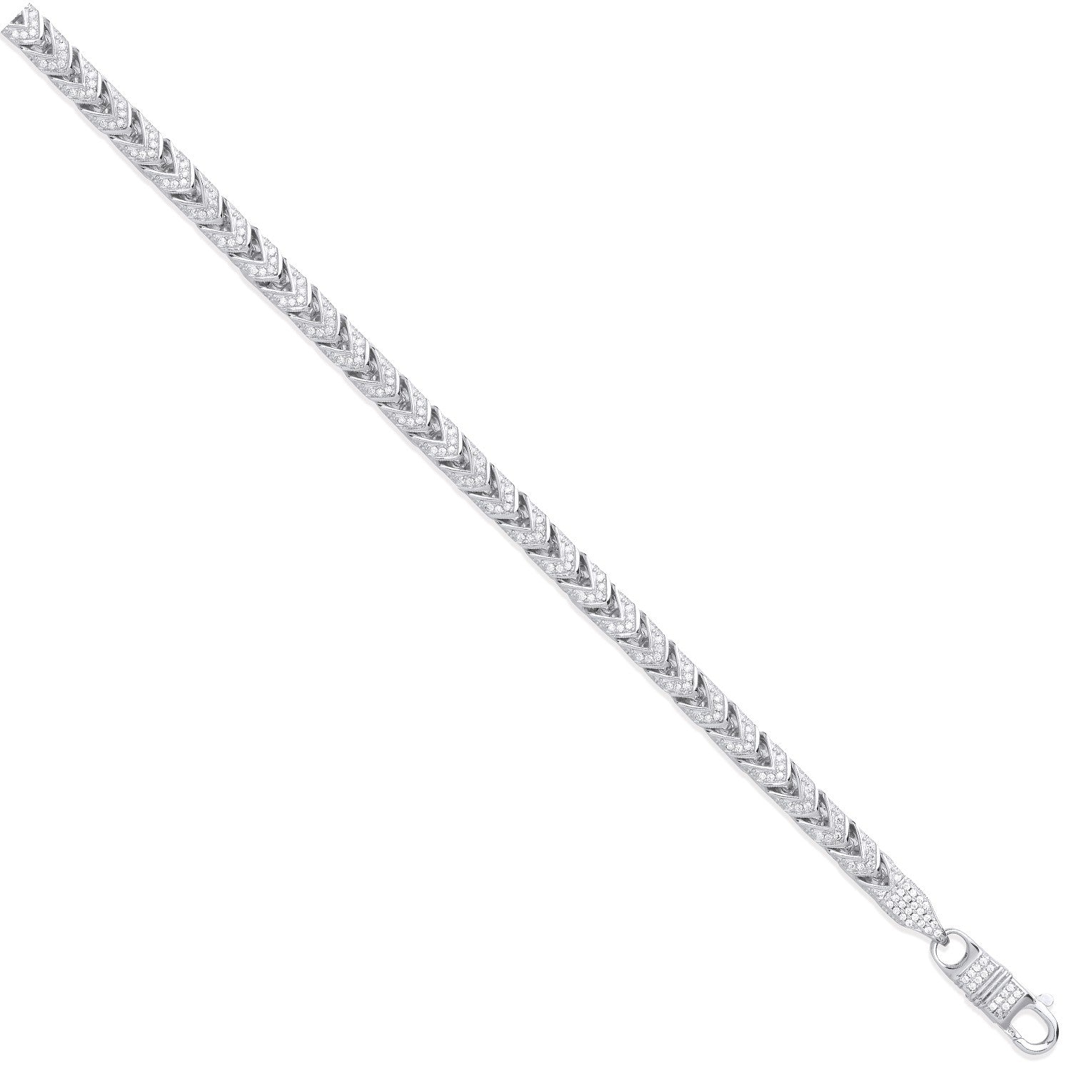 Silver 6mm Franco Cubic Zirconia Set Chain-Bracelet