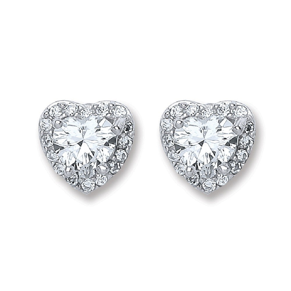 Silver Heart Stud Earrings