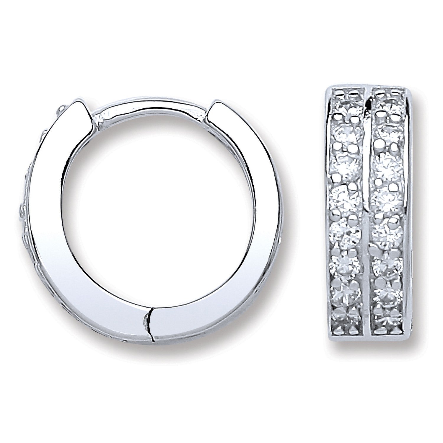 Silver Cubic Zirconia Huggies Earrings