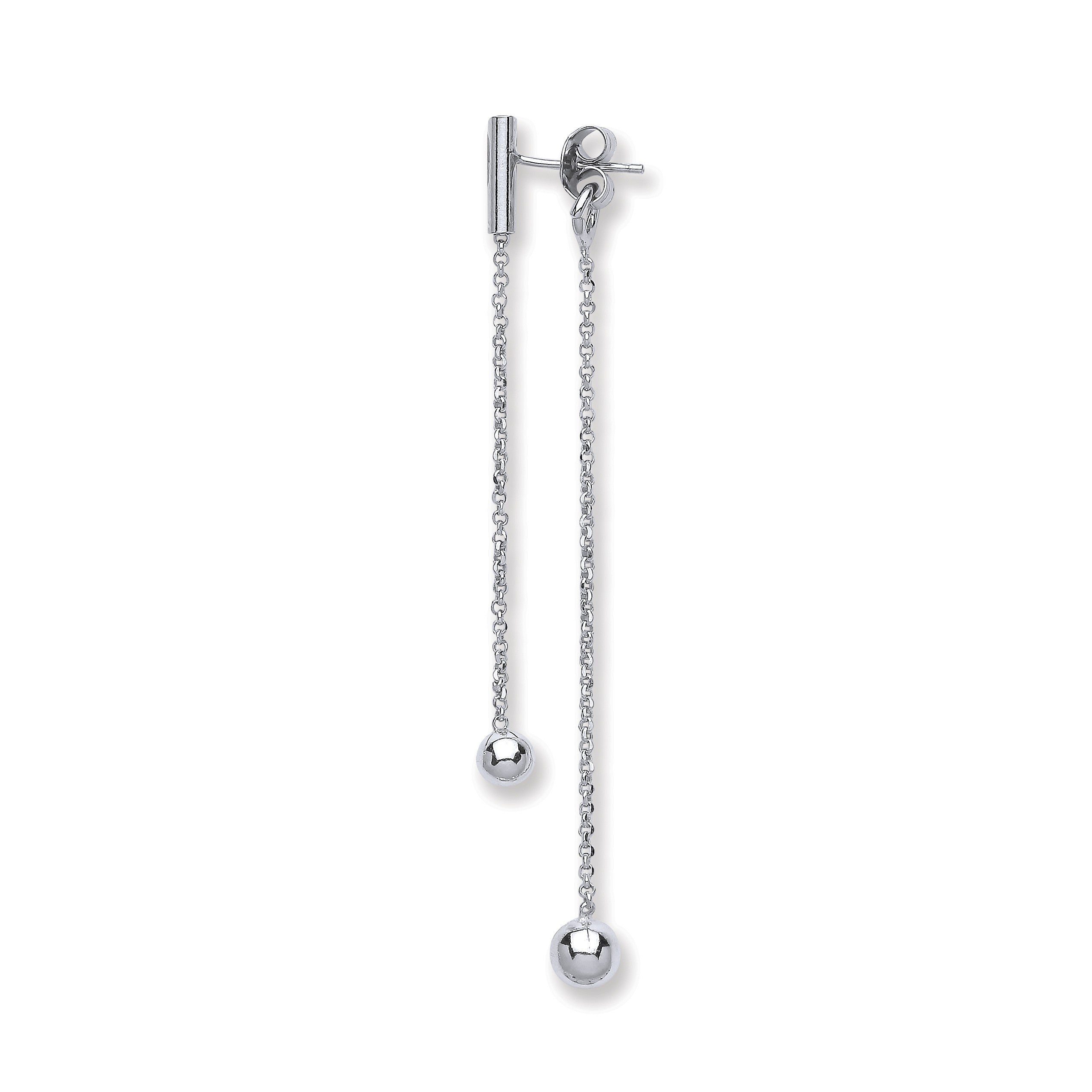 Silver Two Strand Ball Drop Earrings