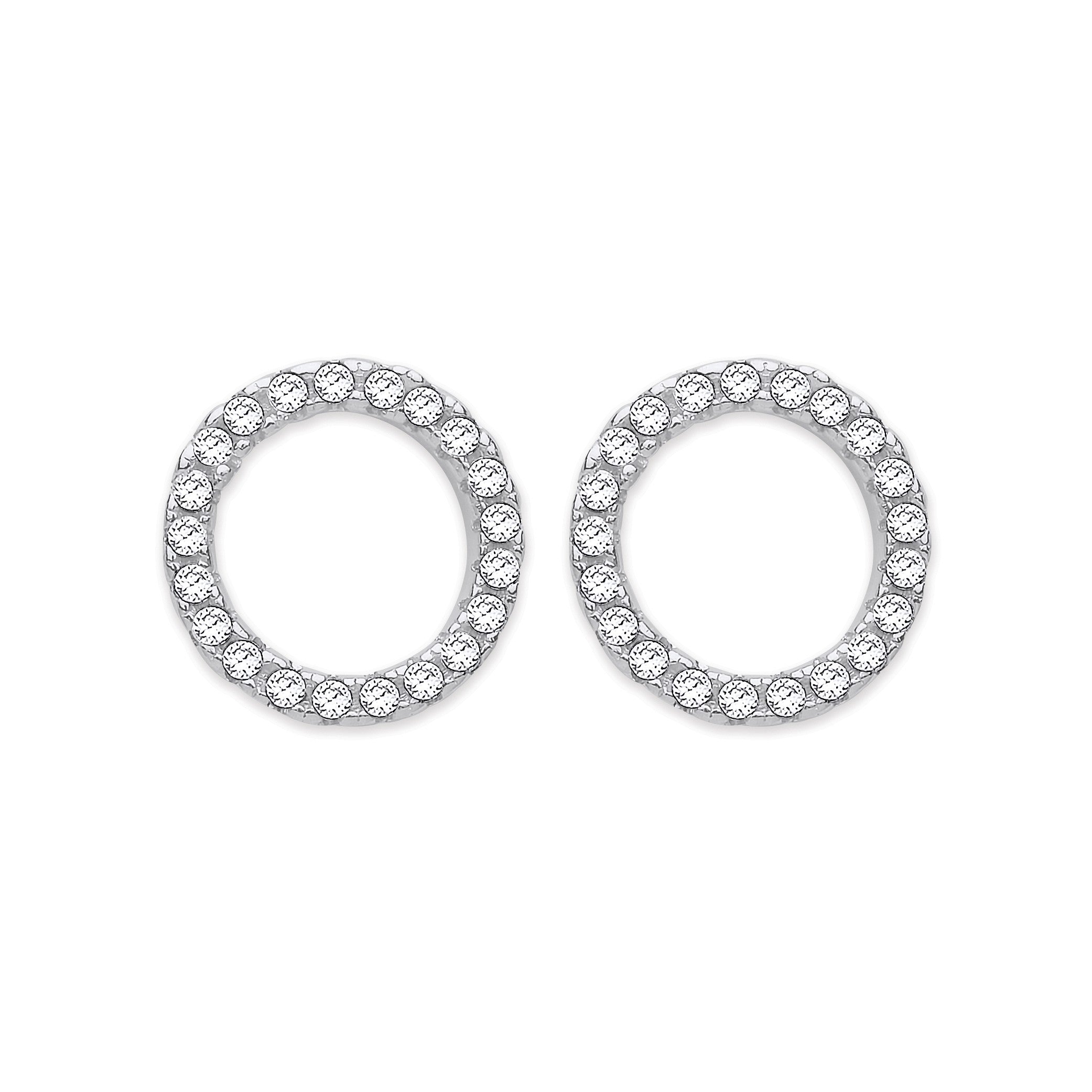 Silver Cubic Zirconia Circle of Life Stud Earrings