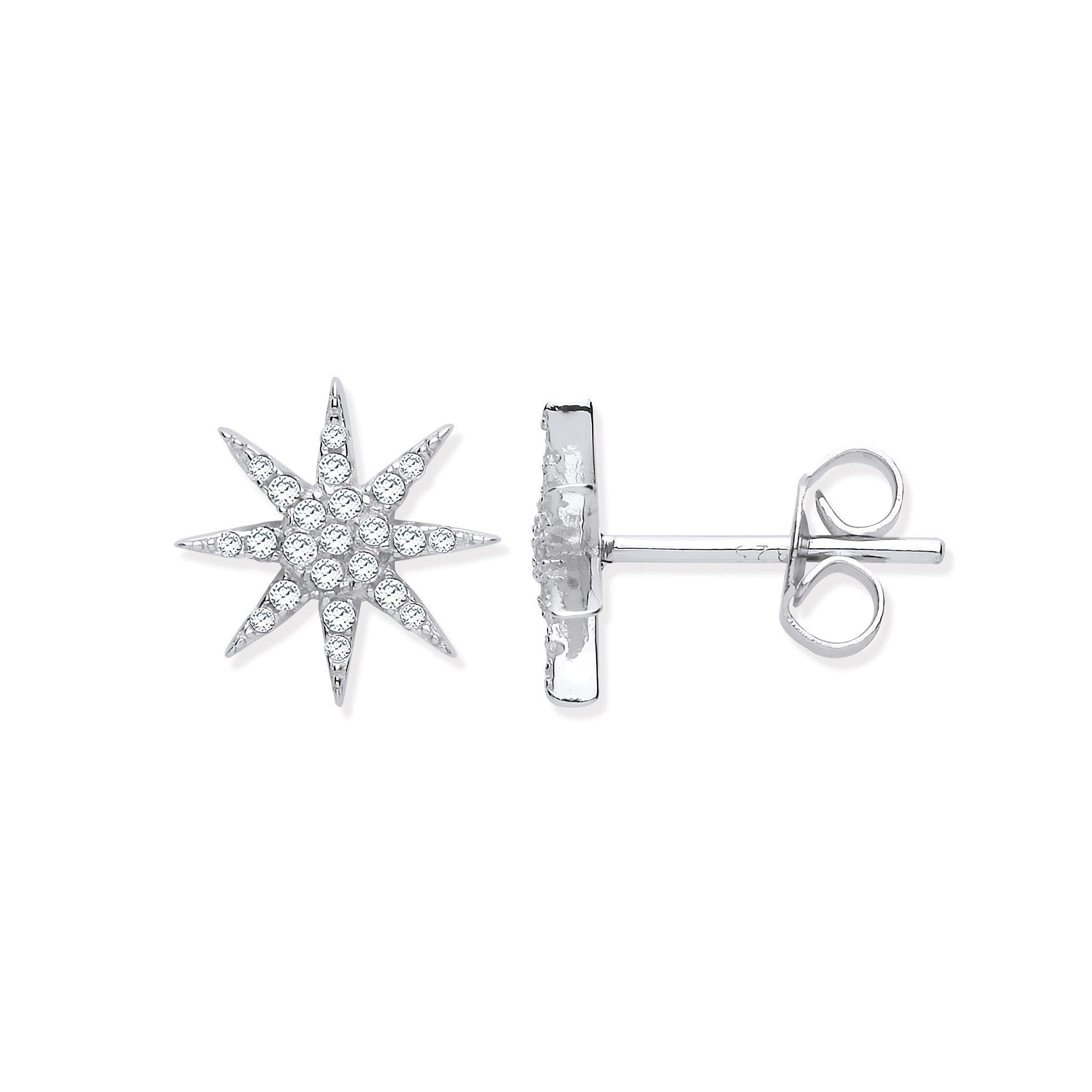 Silver Starburst CZ Studs