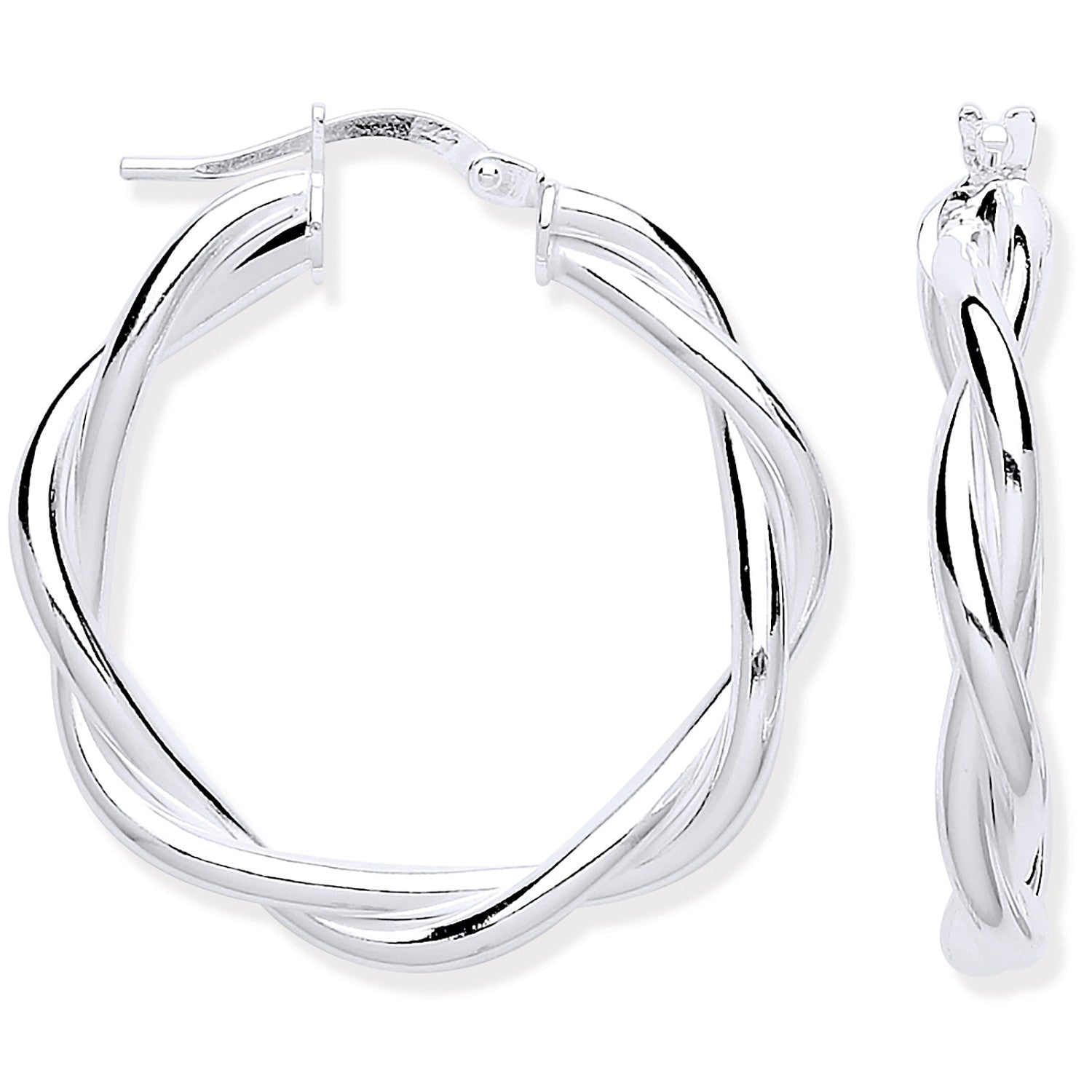 Silver Twist Hoop 25mm Earrings