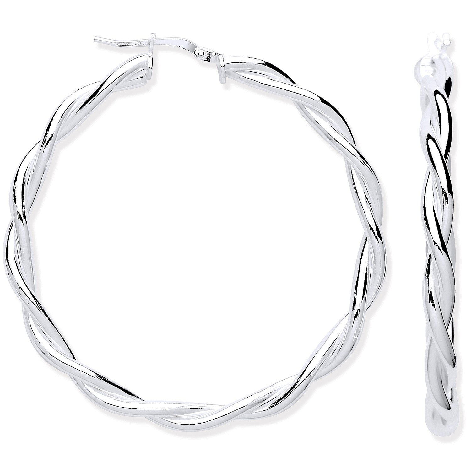 Silver Twist Hoop 40mm Earrings