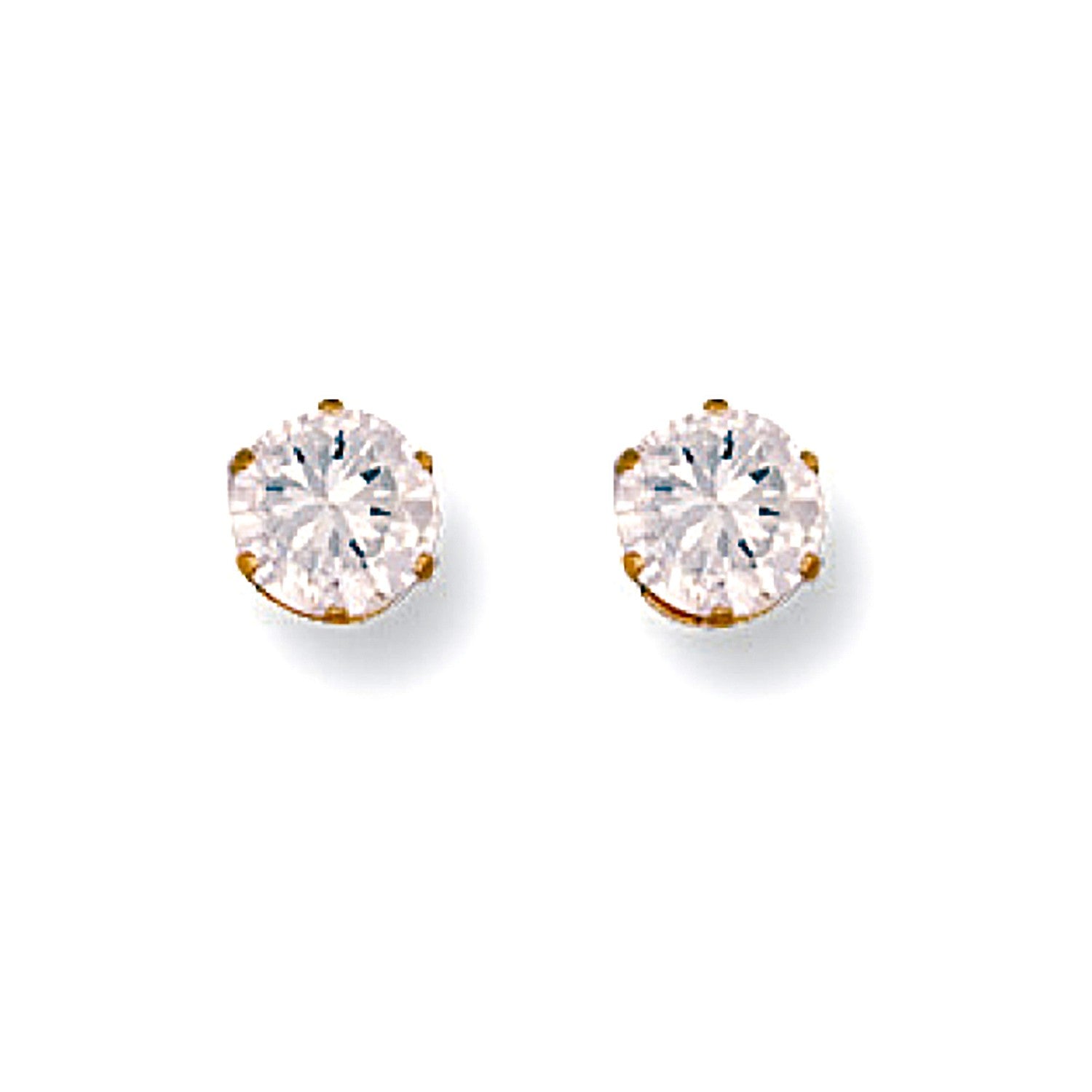 9ct Yellow Gold 5mm Claw Set Cubic Zirconia Studs