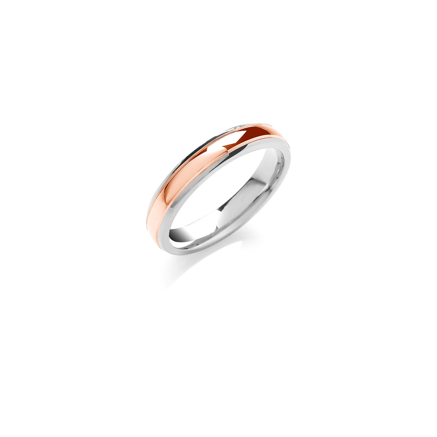 4mm Court Track Edge Two Colour Wedding Band