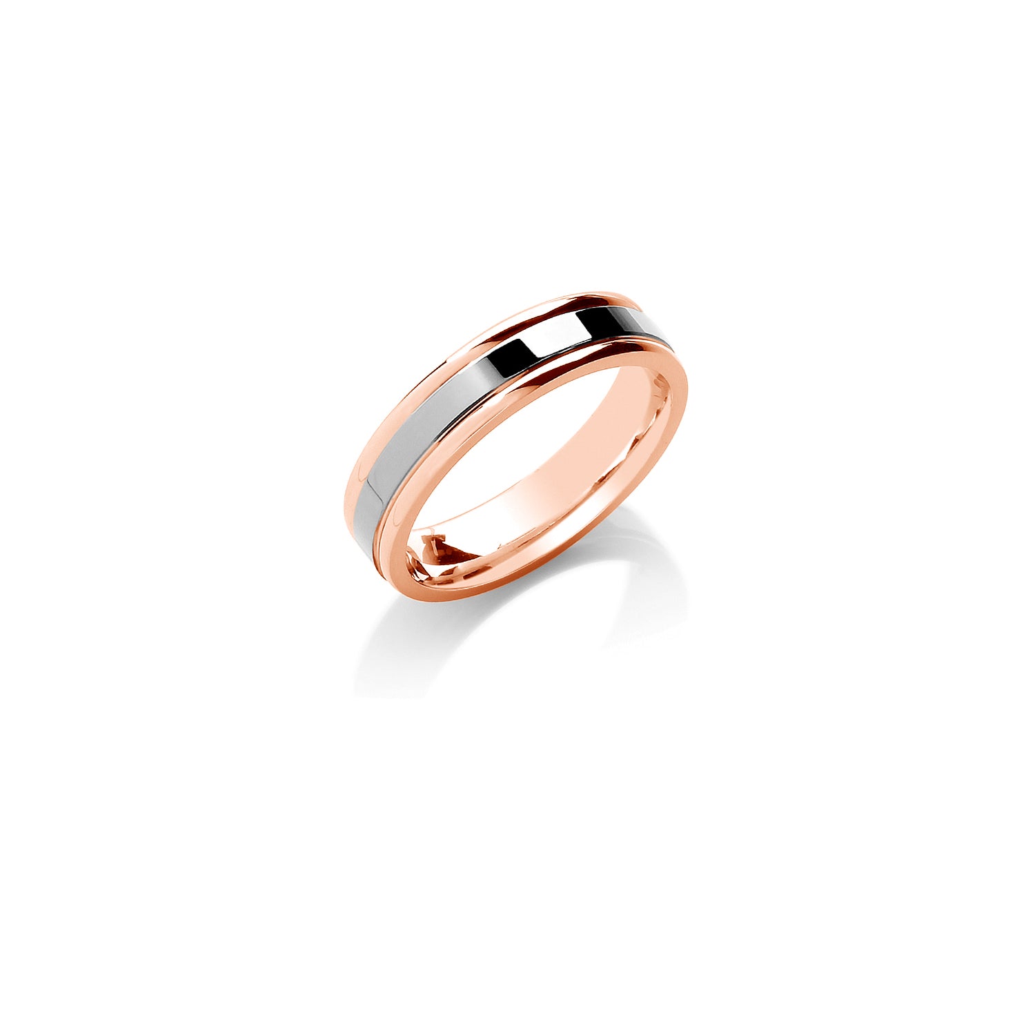 5mm Flat Court Two Colour with Parallel Groove Wedding Band