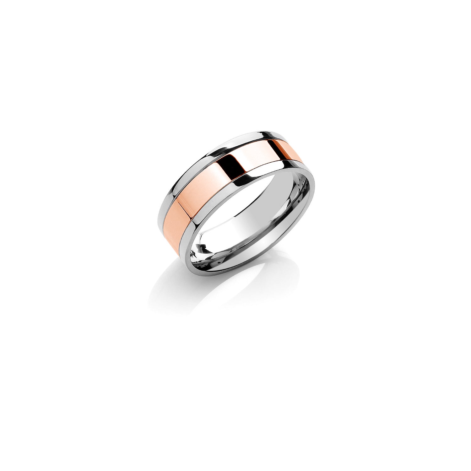 7mm Flat Court Two Colour with Parallel Groove Wedding Band