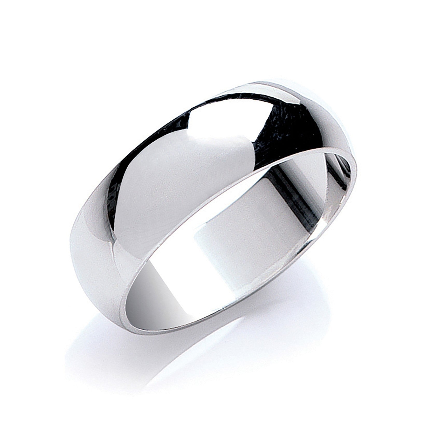 7mm Plain D Shape Wedding Band