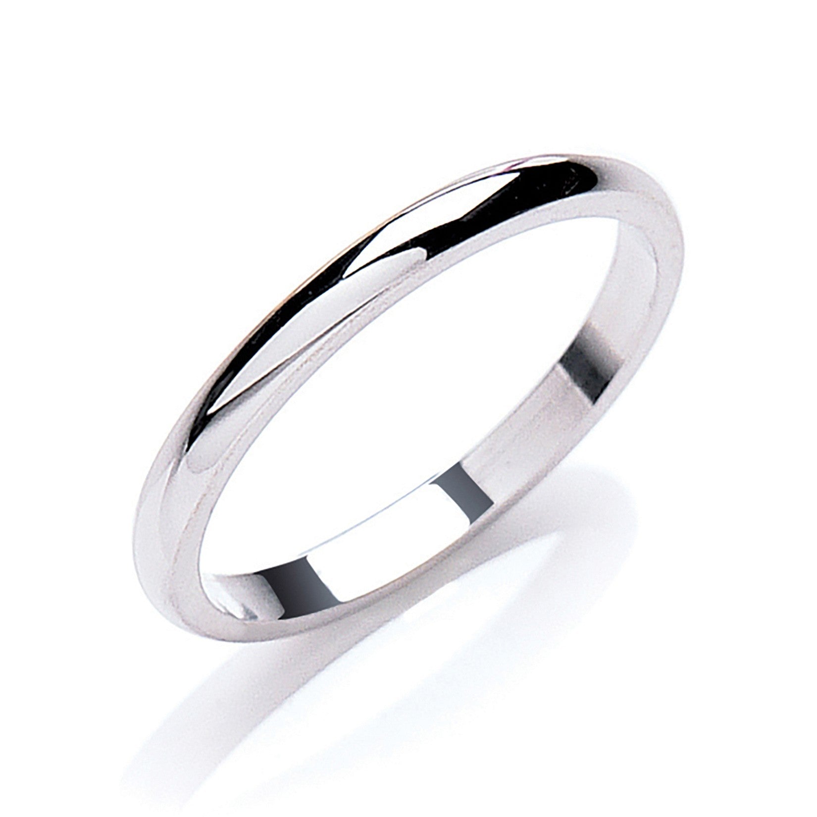 2.5mm Plain D Shape Wedding Band