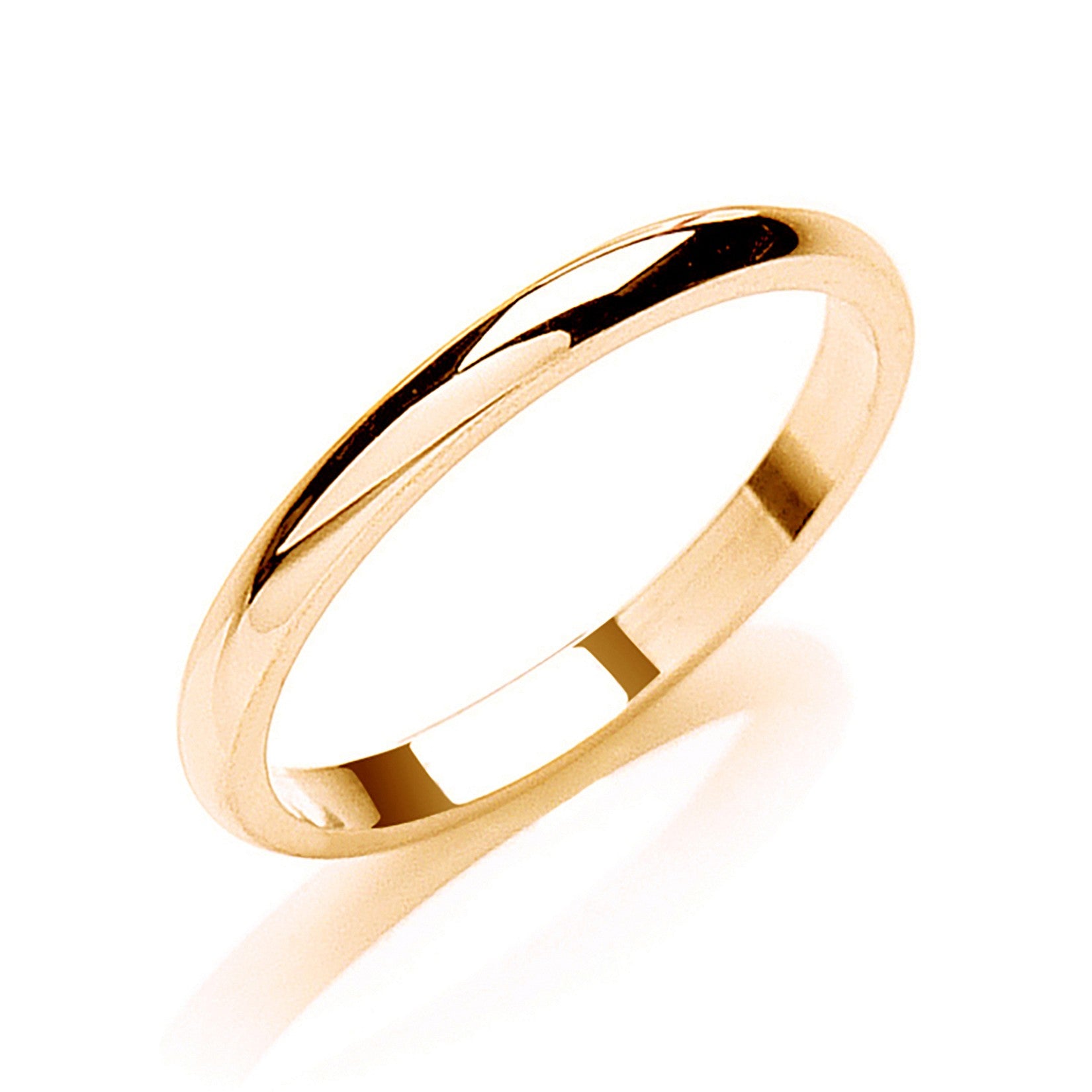 2.5mm Plain D Shape Wedding Band