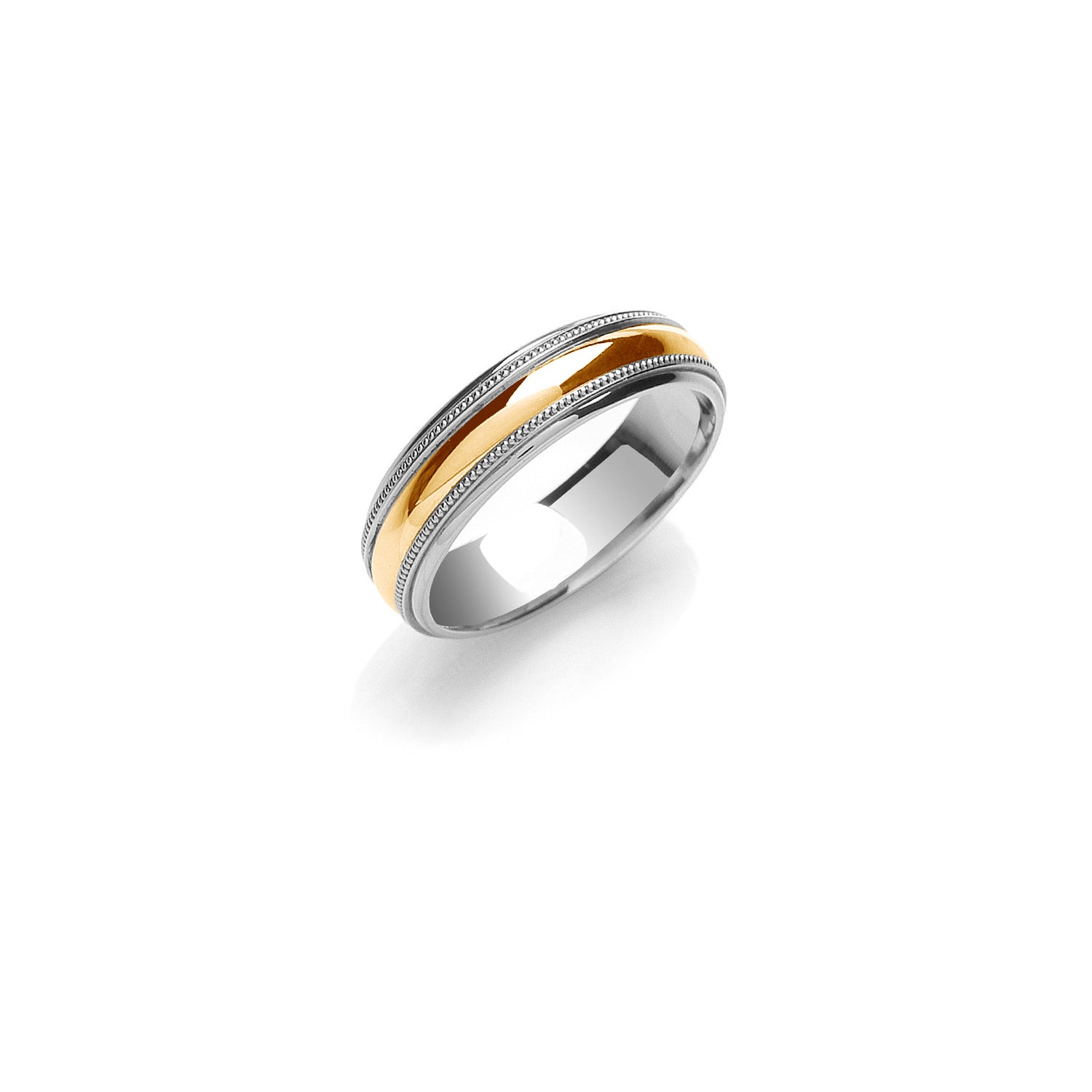 6mm Court Mill Grain Edges Two Colour Wedding Band