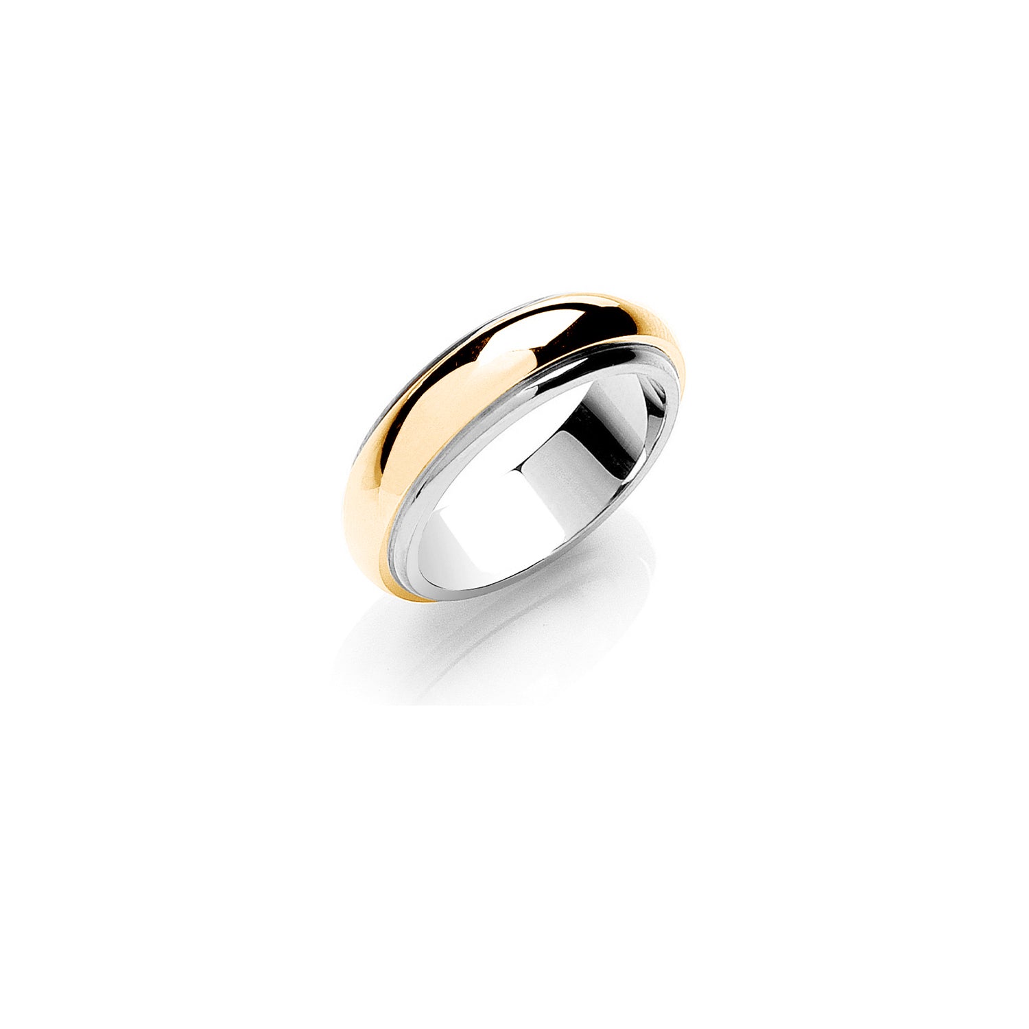 6mm Two Colour Step-Cut D-Shape Wedding Band