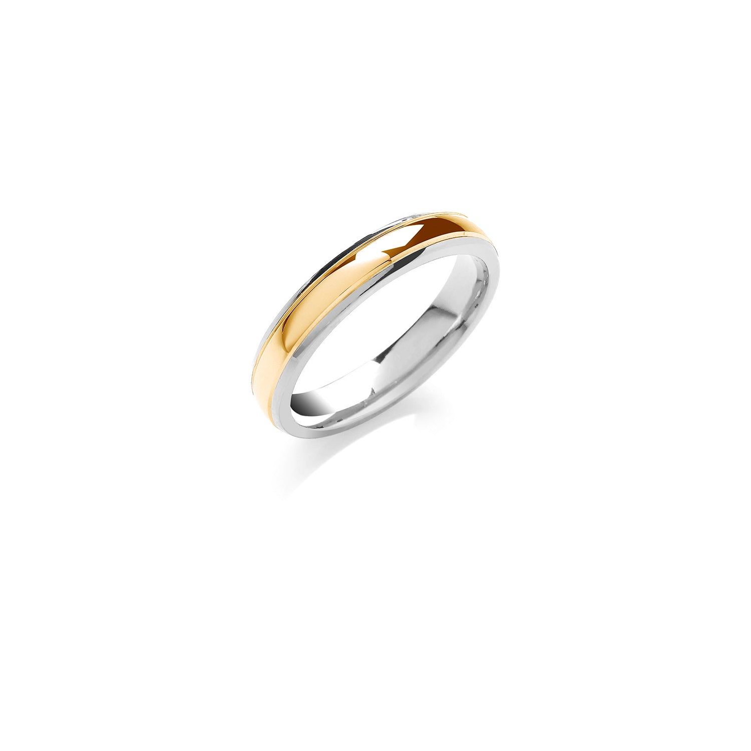 4mm Court Track Edge Two Colour Wedding Band