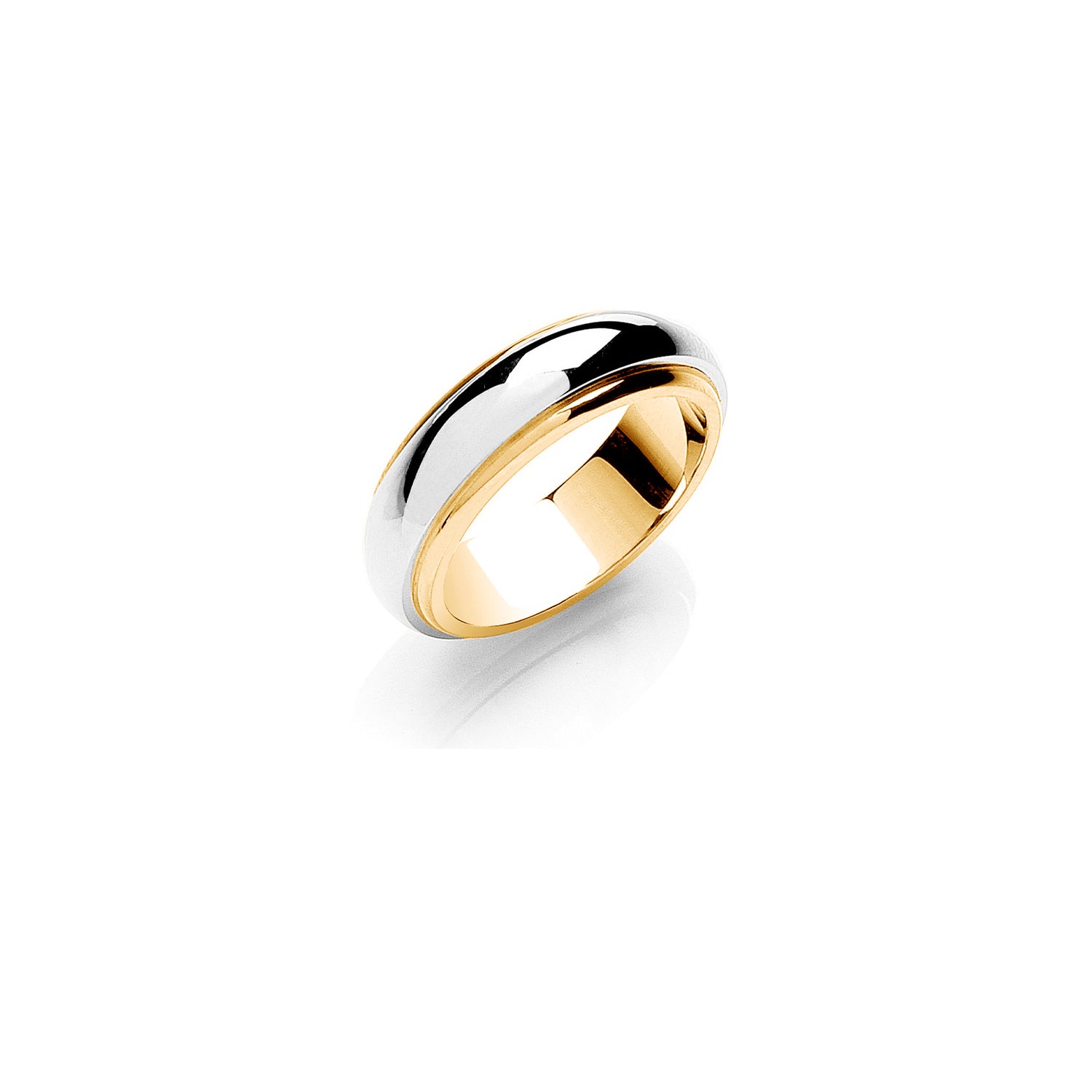 6mm Two Colour Step-Cut D-Shape Wedding Band