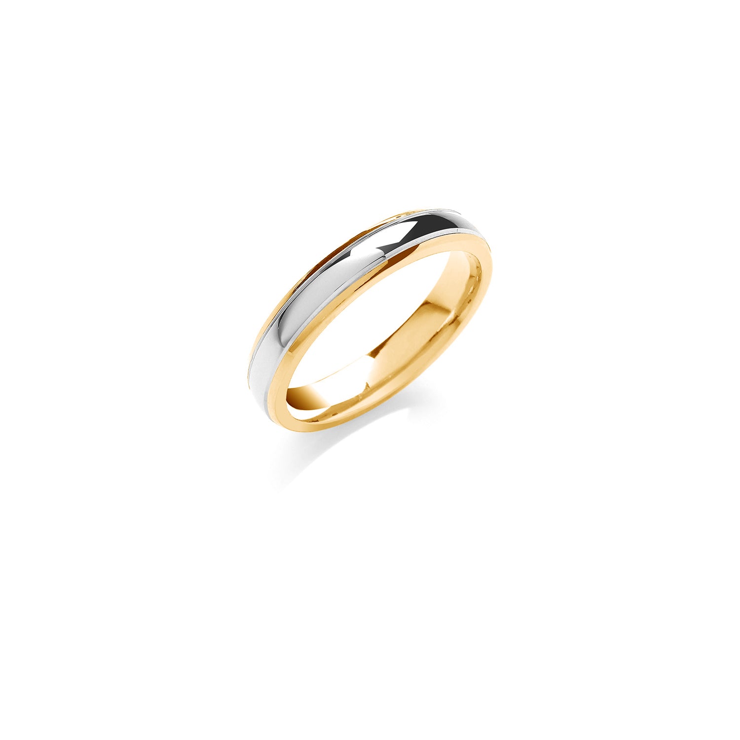 4mm Court Track Edge Two Colour Wedding Band