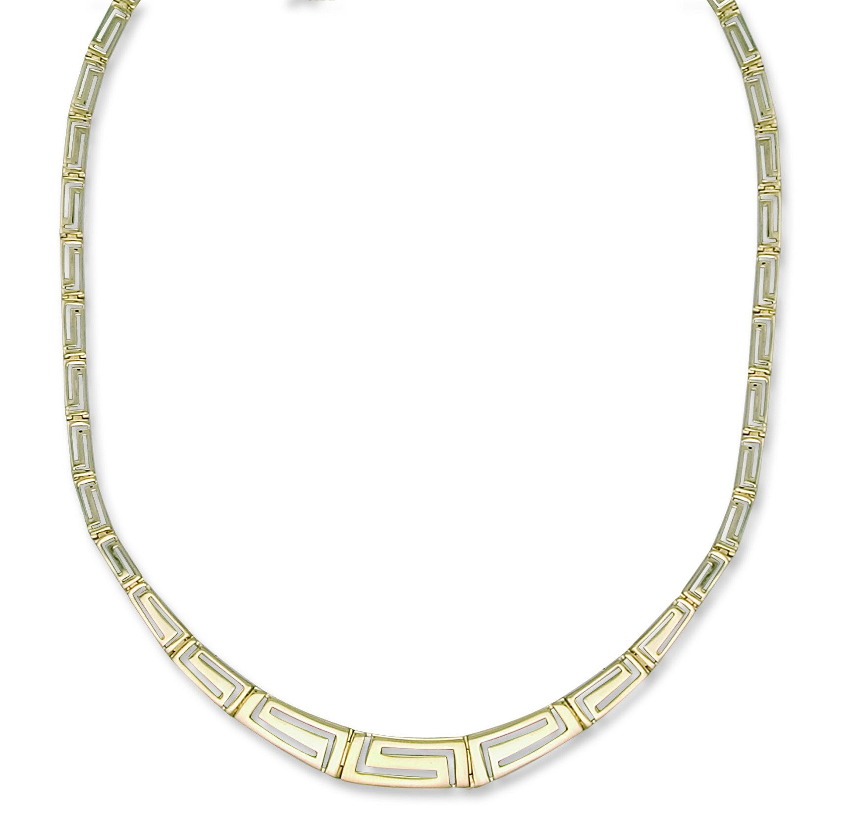 Yellow Gold Greek Key Graduated Collarette-Non Graduated Bracelet