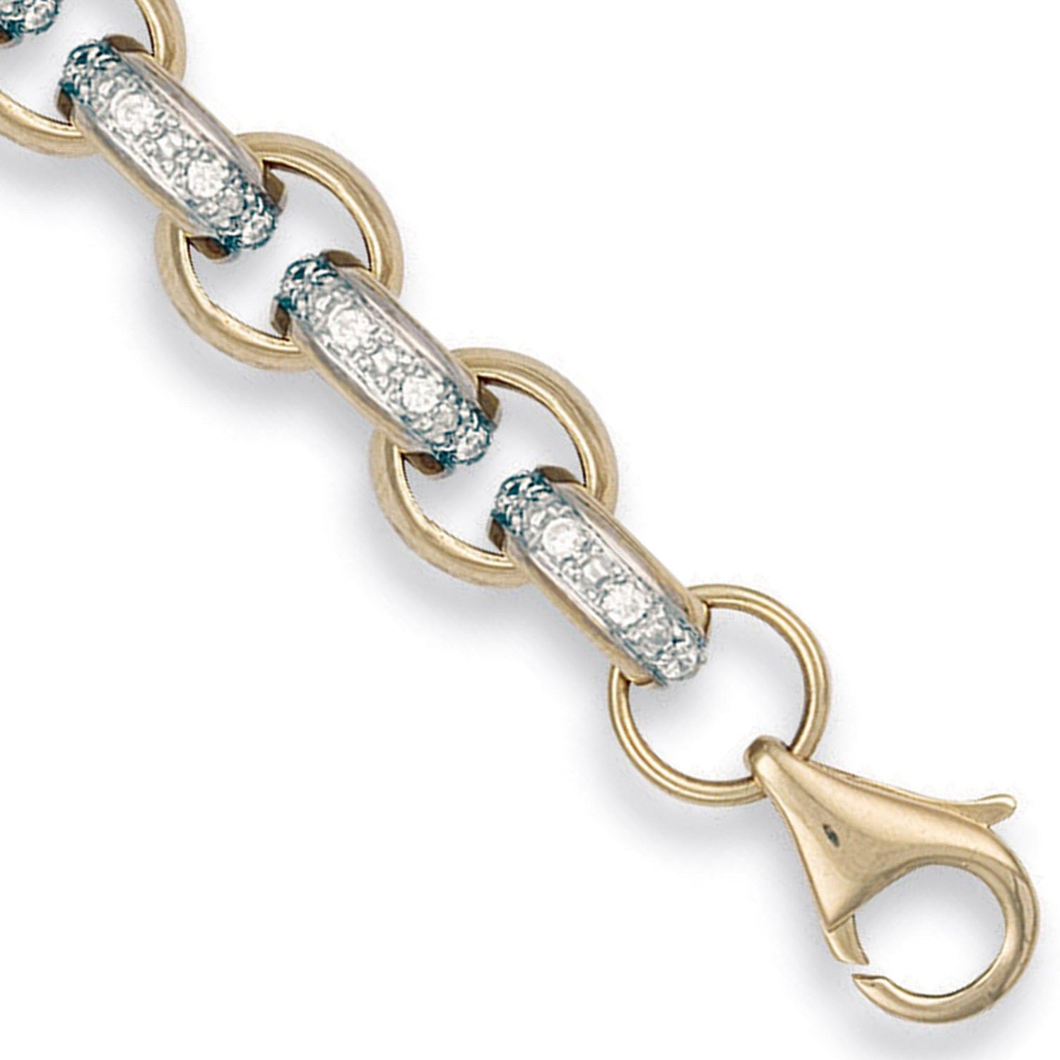 Yellow Gold 10.0mm Plain &  Cubic Zirconia Belcher Chain