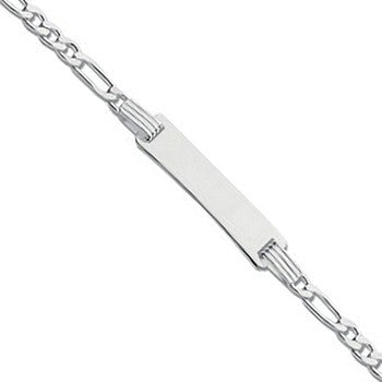 Silver Figaro ID Baby 6"-Ladies 7" Bracelet