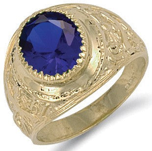 Yellow Gold Blue CZ College Ring
