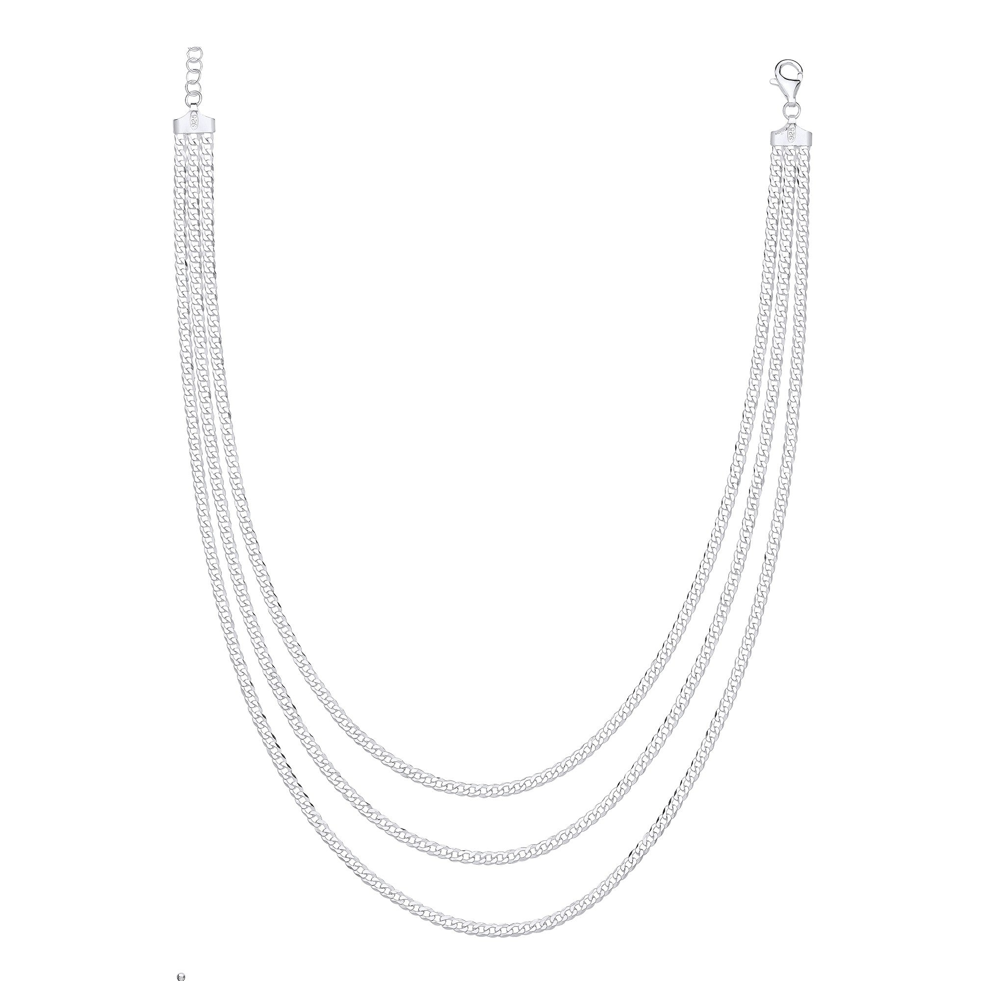 Silver 3 Layers Curb Chain