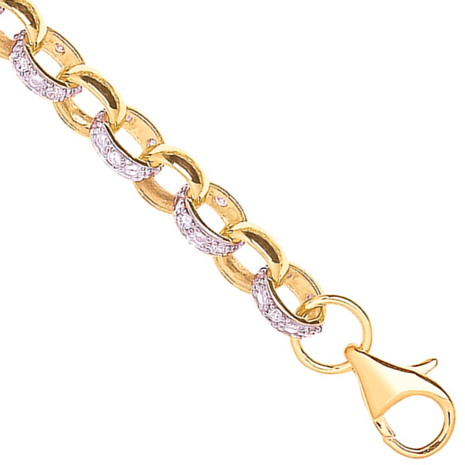 Yellow Gold 8.0mm Plain &  Cubic Zirconia Belcher Chain