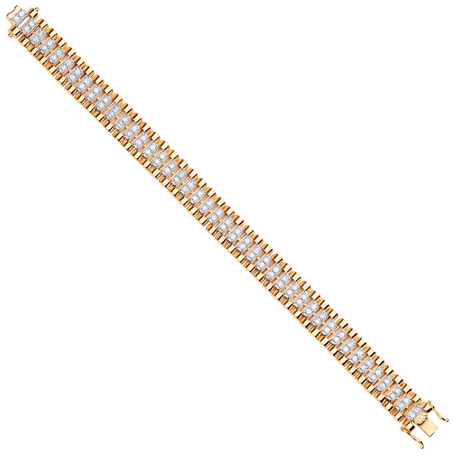 Yellow Gold Fancy Link Cubic Zirconia Child-Ladies-Gents 13mm Wide Bracelet