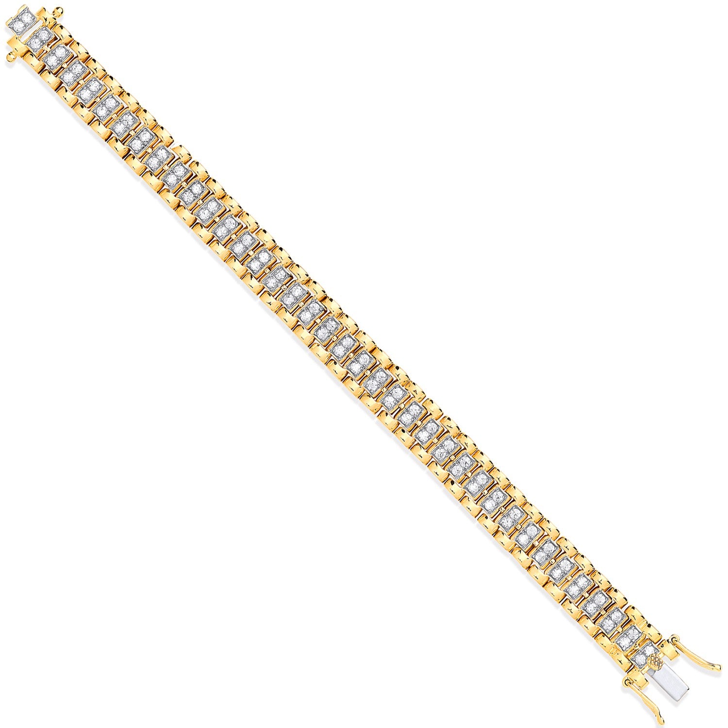 9ct Yellow Gold Fancy Link 0.21ctw Diamonds Child Bracelet