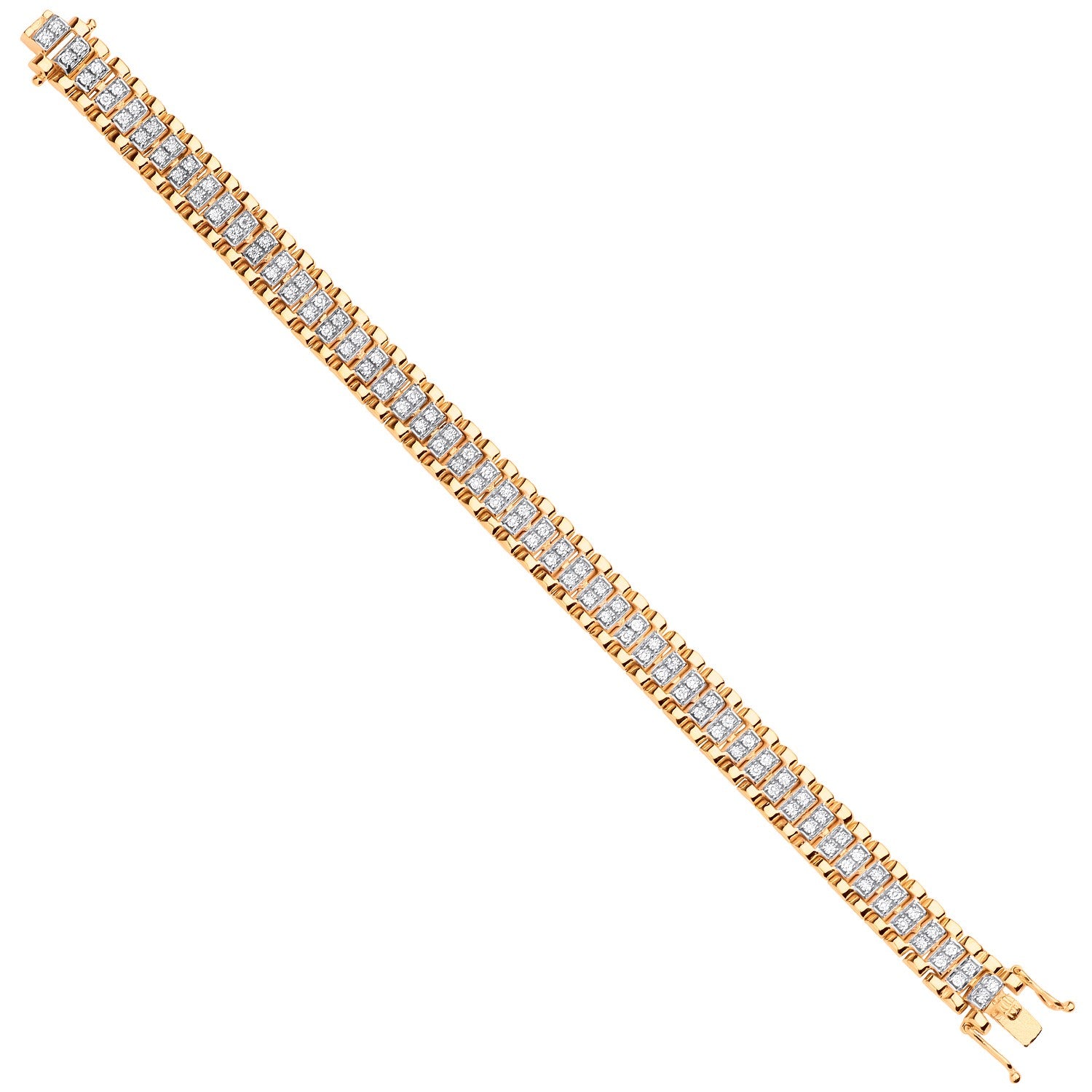 9ct Yellow Gold Fancy Link 0.26ctw Diamonds  Ladies Bracelet