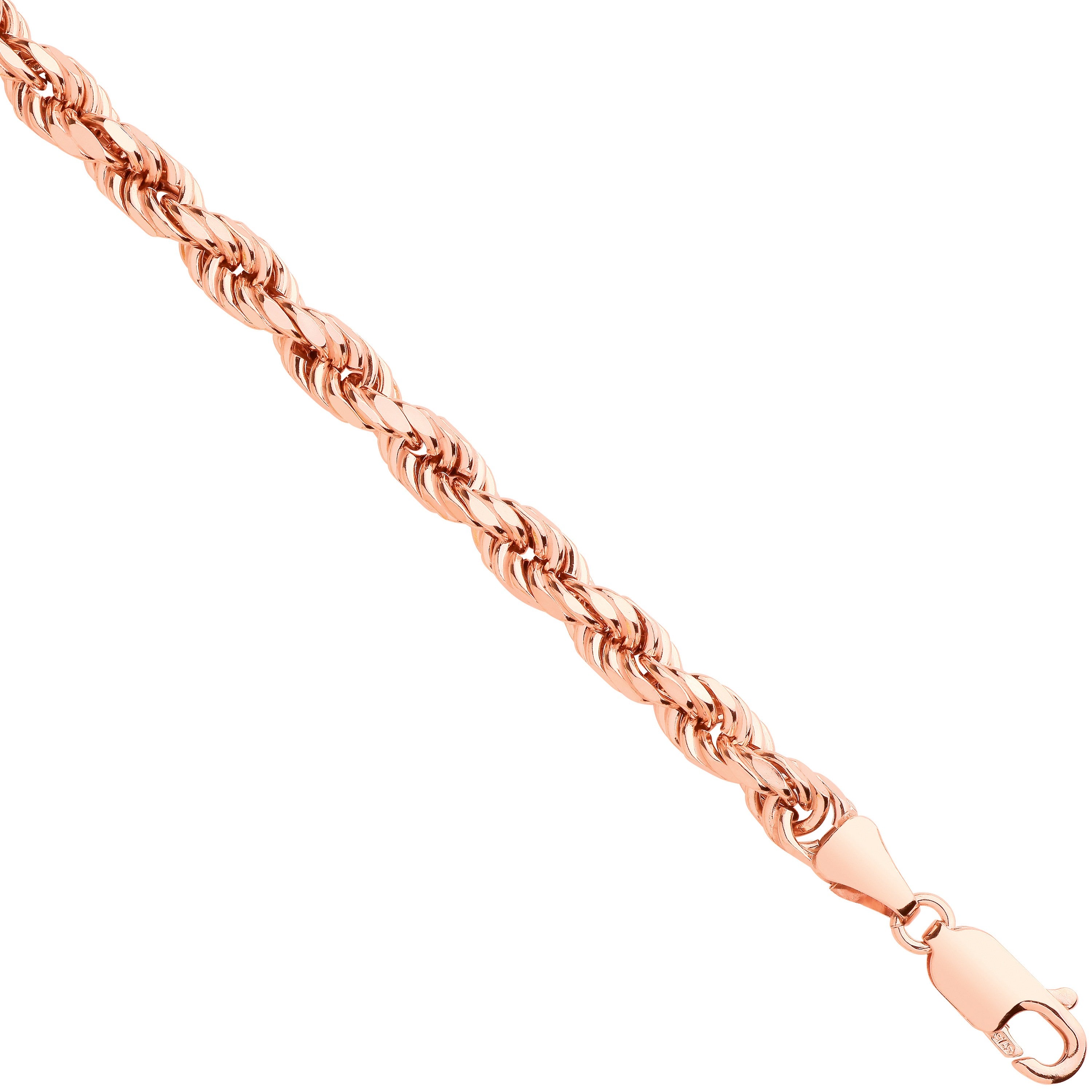 Rose Gold 4.5mm Semi Solid Diamond Cut Rope Chain