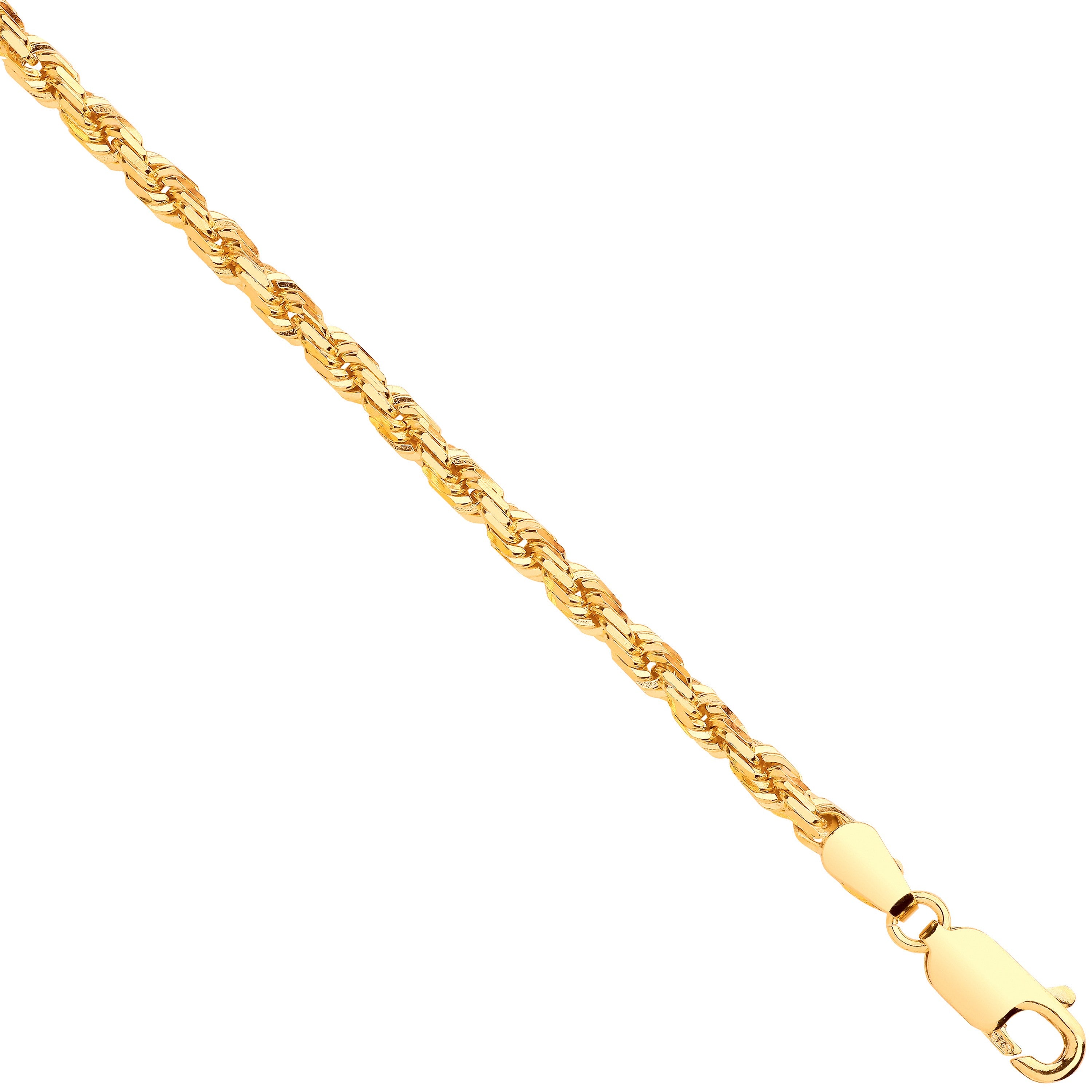 Yellow Gold Diamond Cut 3.0mm Solid Rope Chain