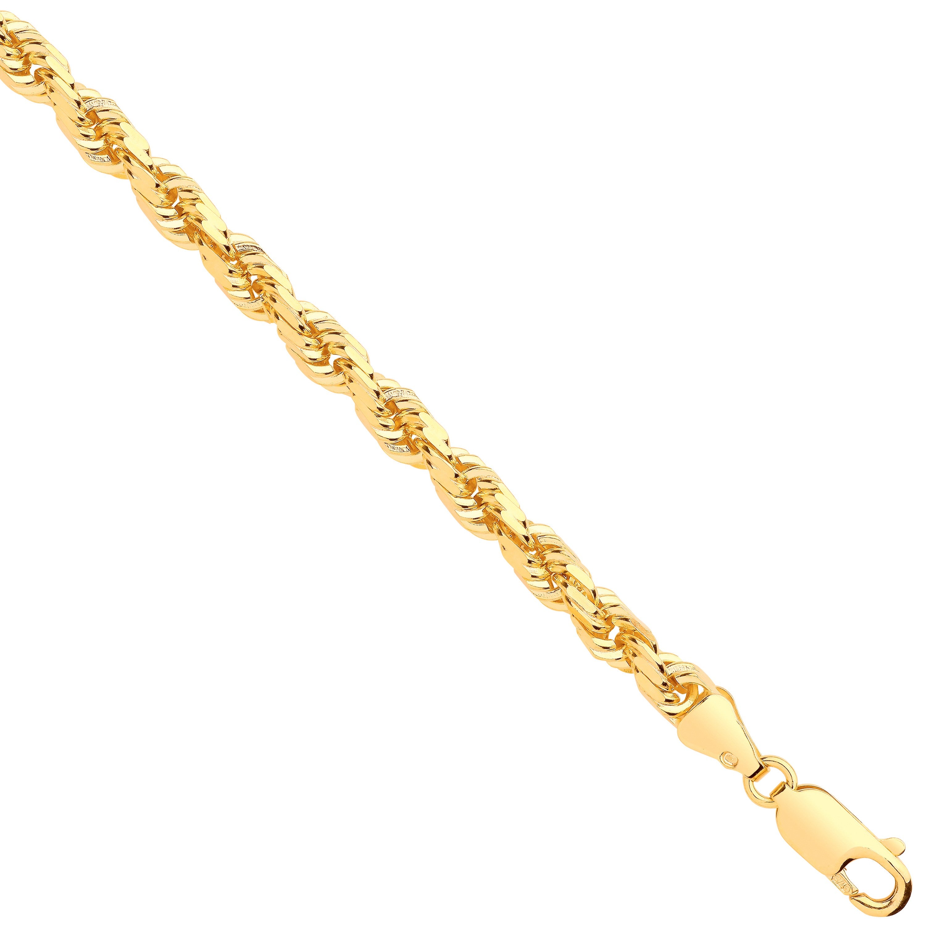 Yellow Gold Diamond Cut 4.2mm Solid Rope Chain