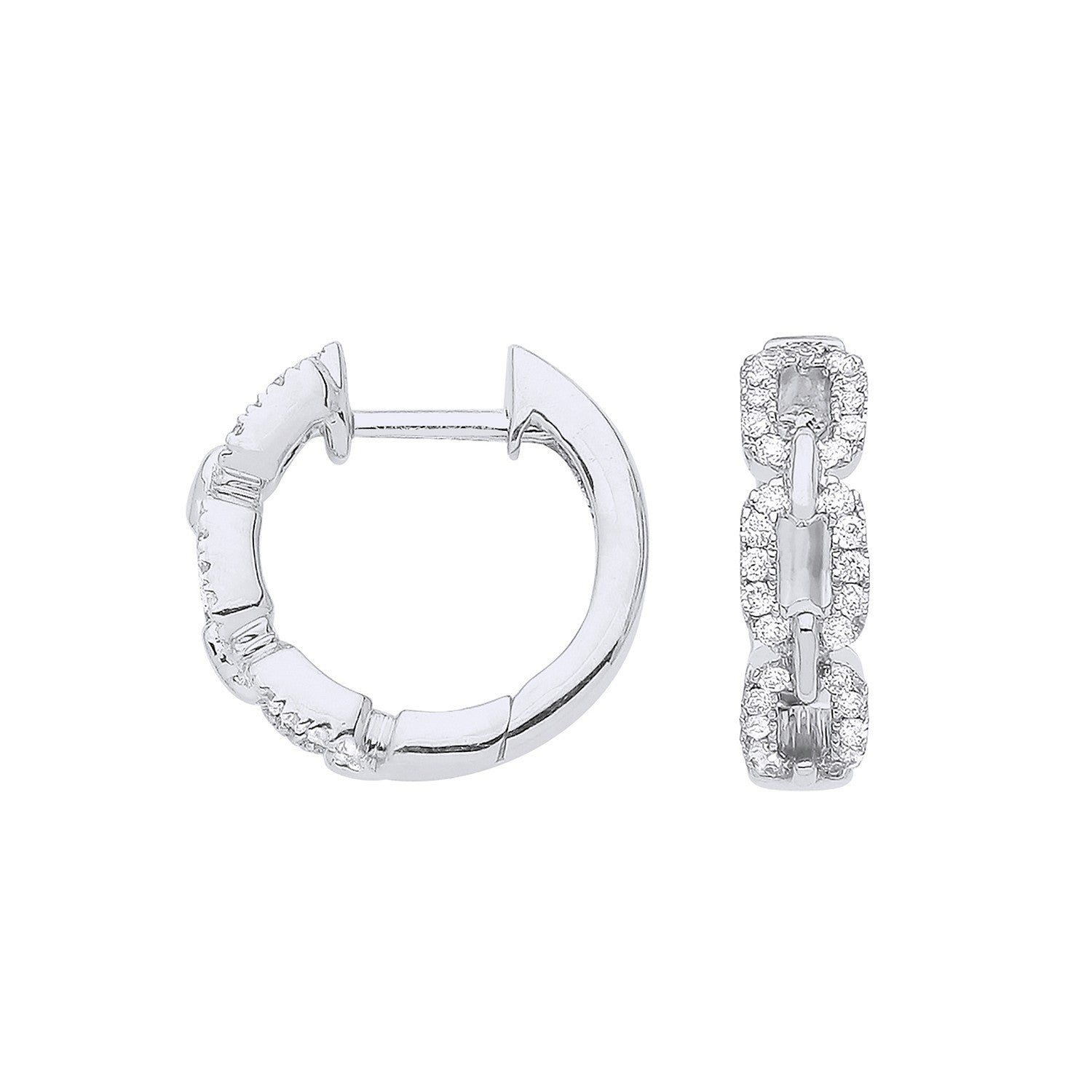 9ct White Gold 0.25ct Curb Huggie Earrings