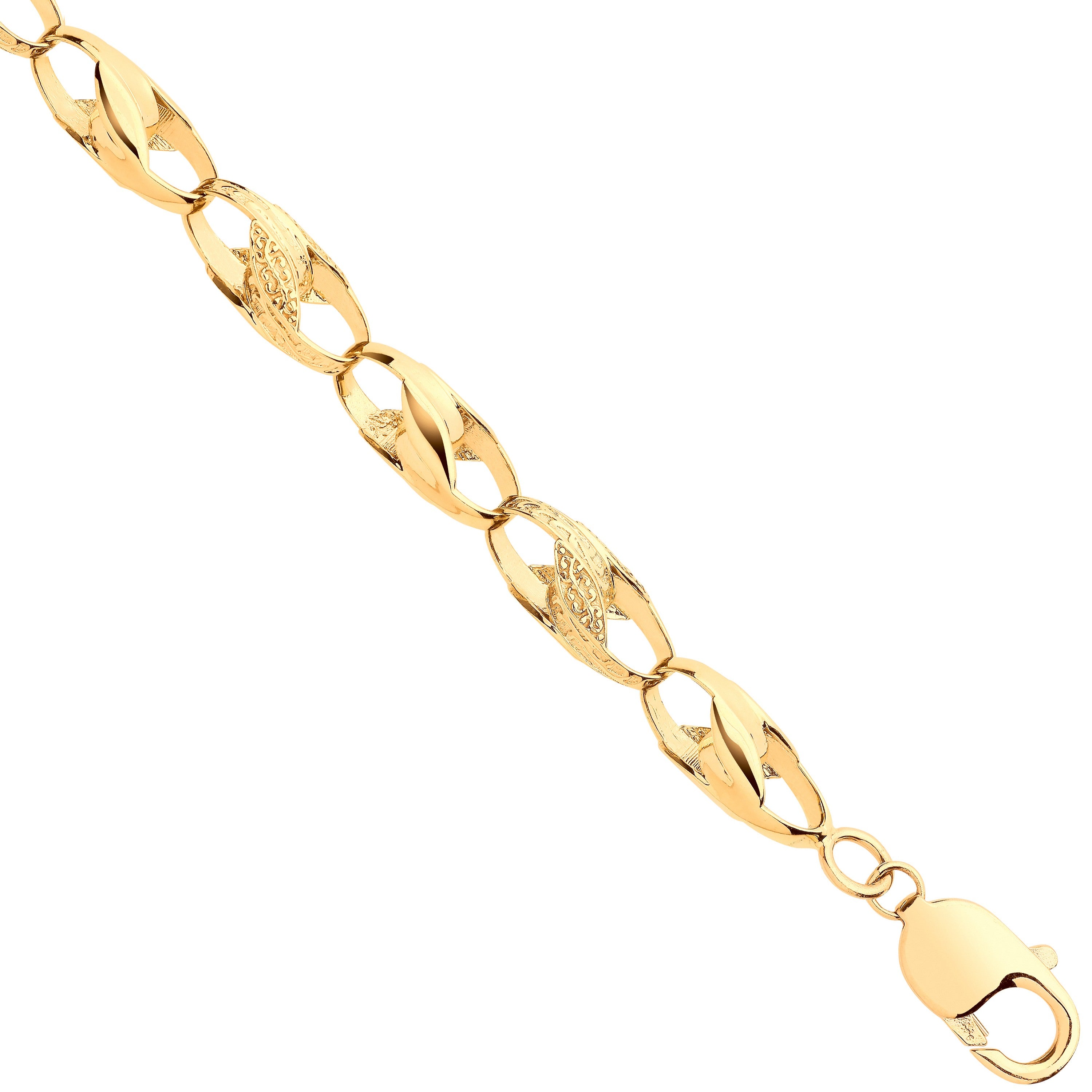Yellow Gold Plain and Engraved 8.2mm Tulip Chain