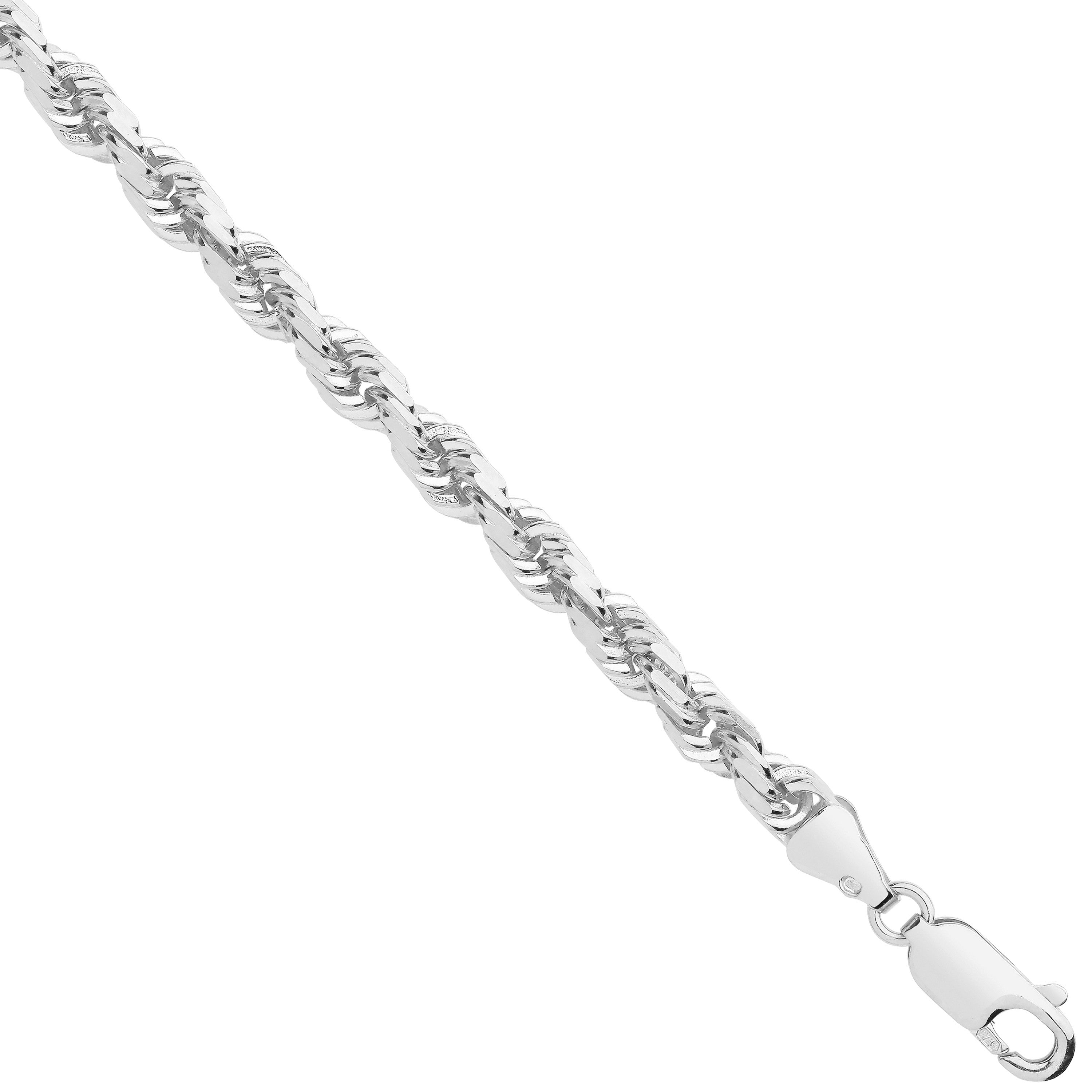 White Gold Diamond Cut 4.2mm Solid Rope Chain