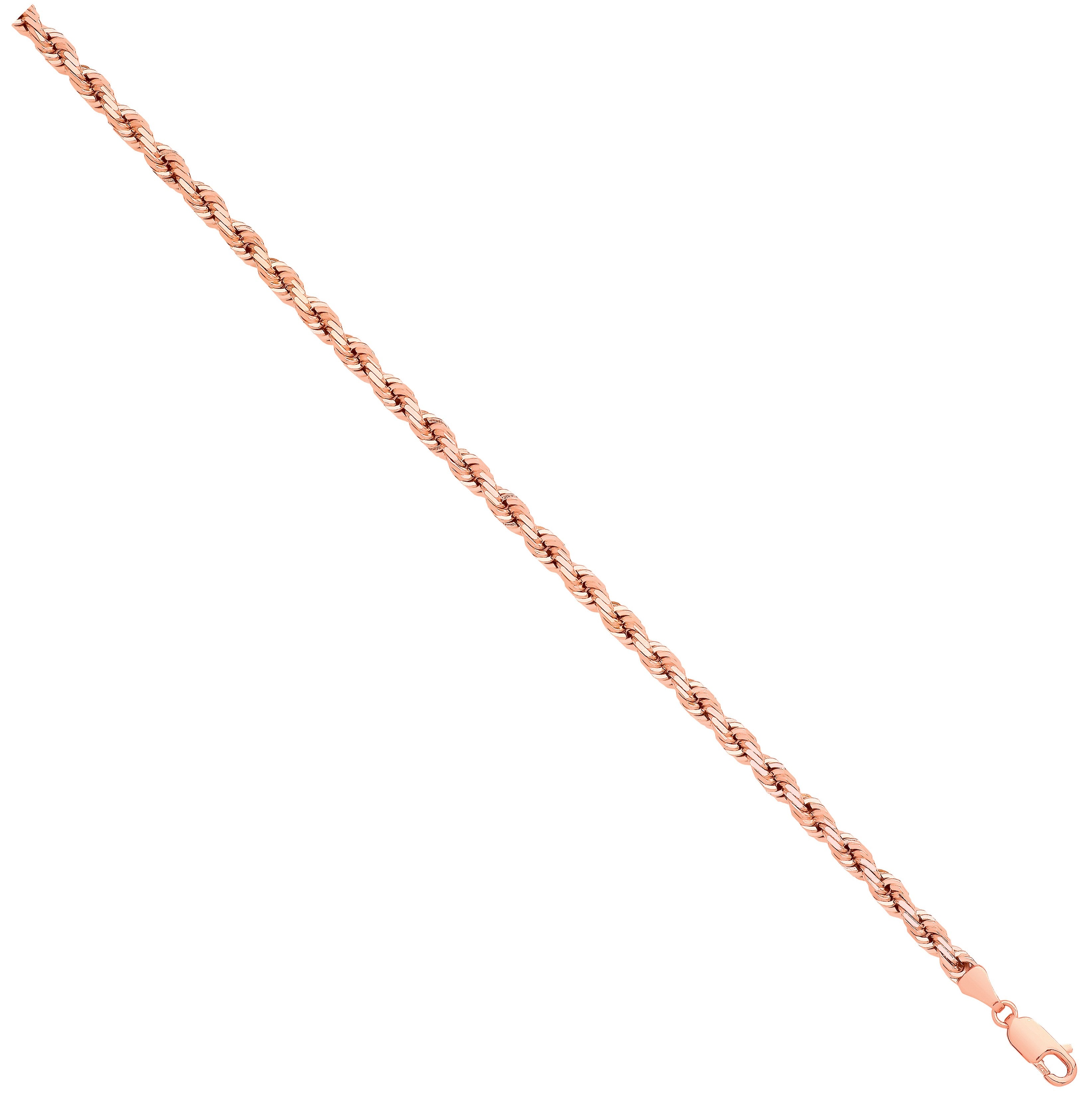 Rose Gold Solid Diamond Cut 4.2mm Rope Chain