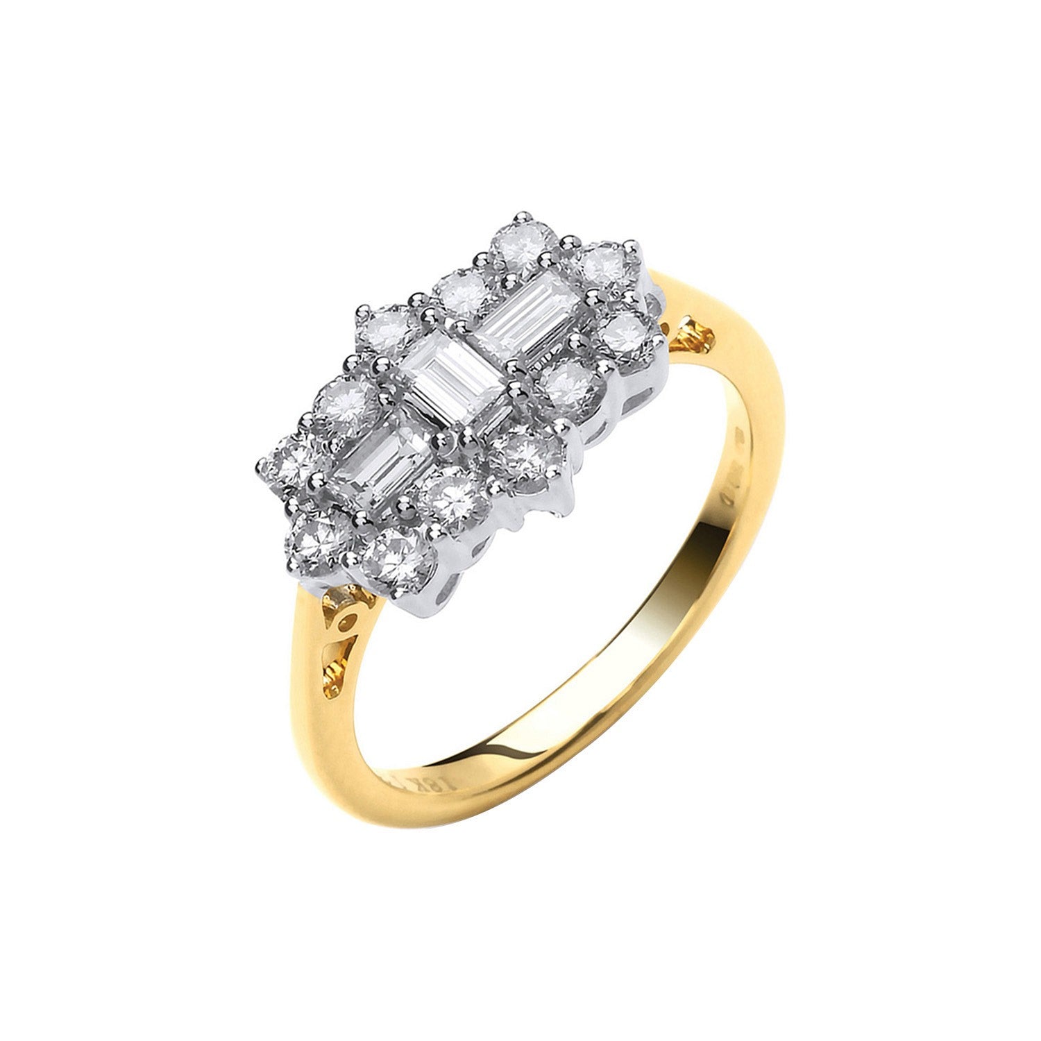 18ct Yellow Gold 1.00ctw Diamond Boat-Cluster Ring