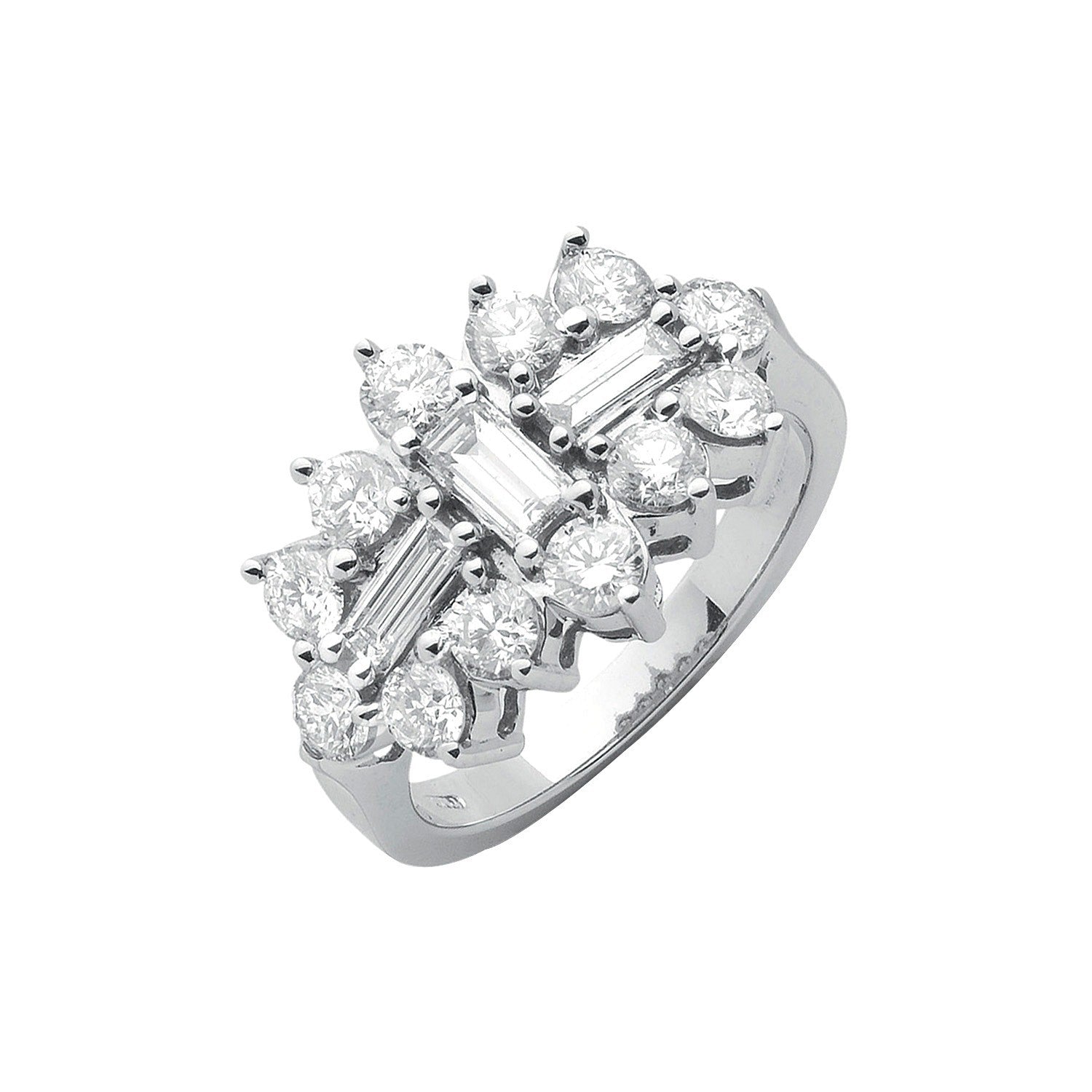 18ct White Gold D.2.00ctw Diamond Boat-Cluster Ring