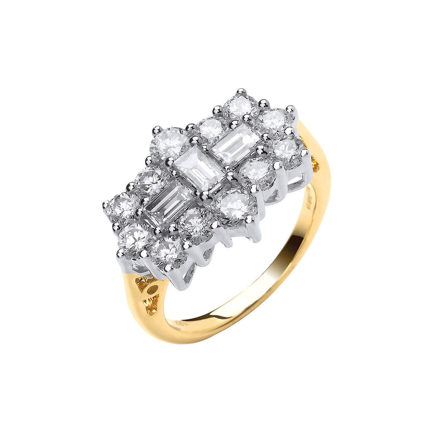 18ct Yellow Gold 2.00ctw Diamond Boat-Cluster Ring