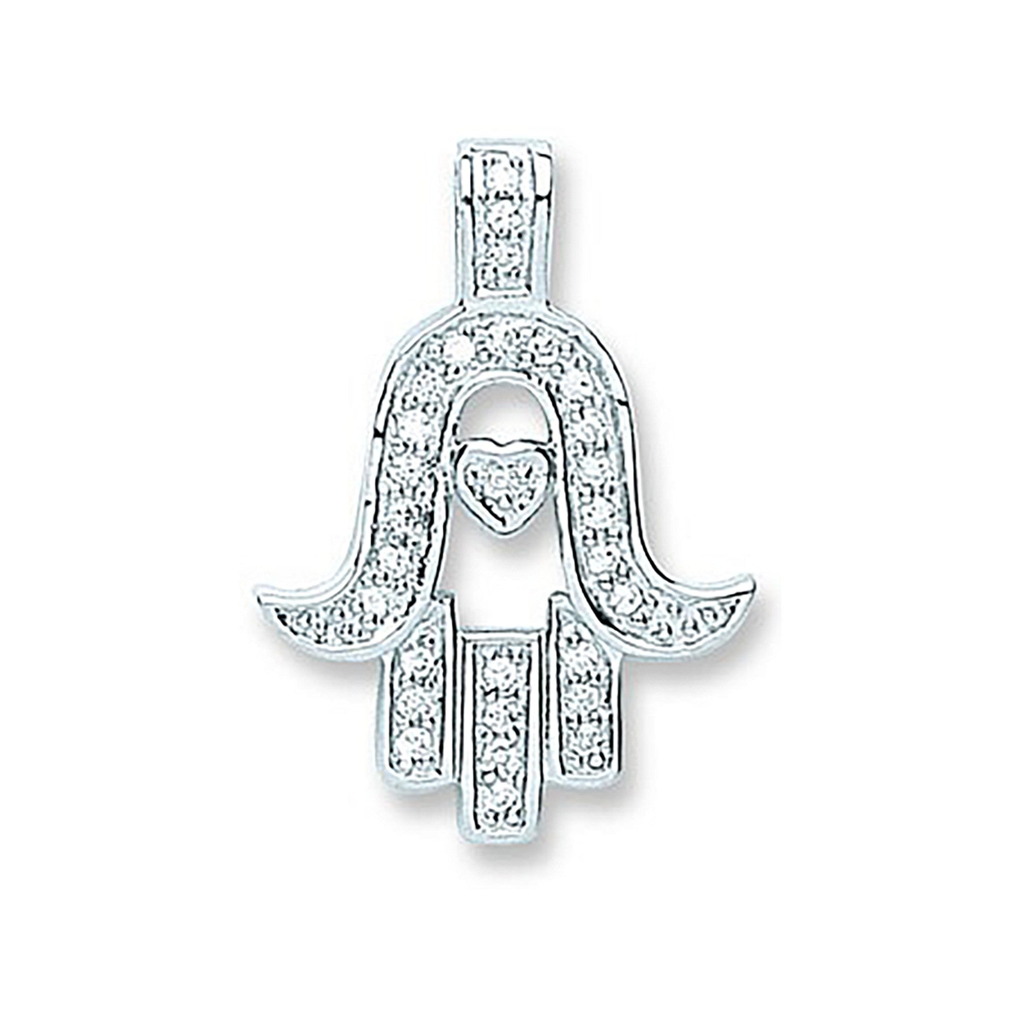 Silver Cubic Zirconia Hamsa Pendant