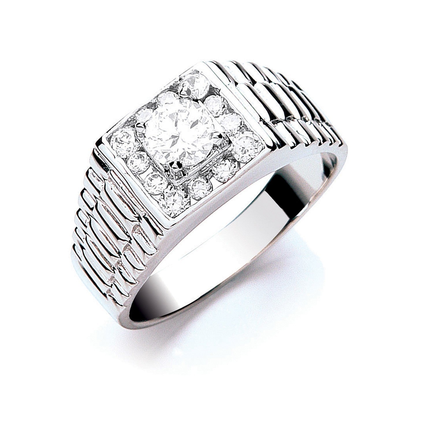 Silver Gents Cubic Zirconia Ring