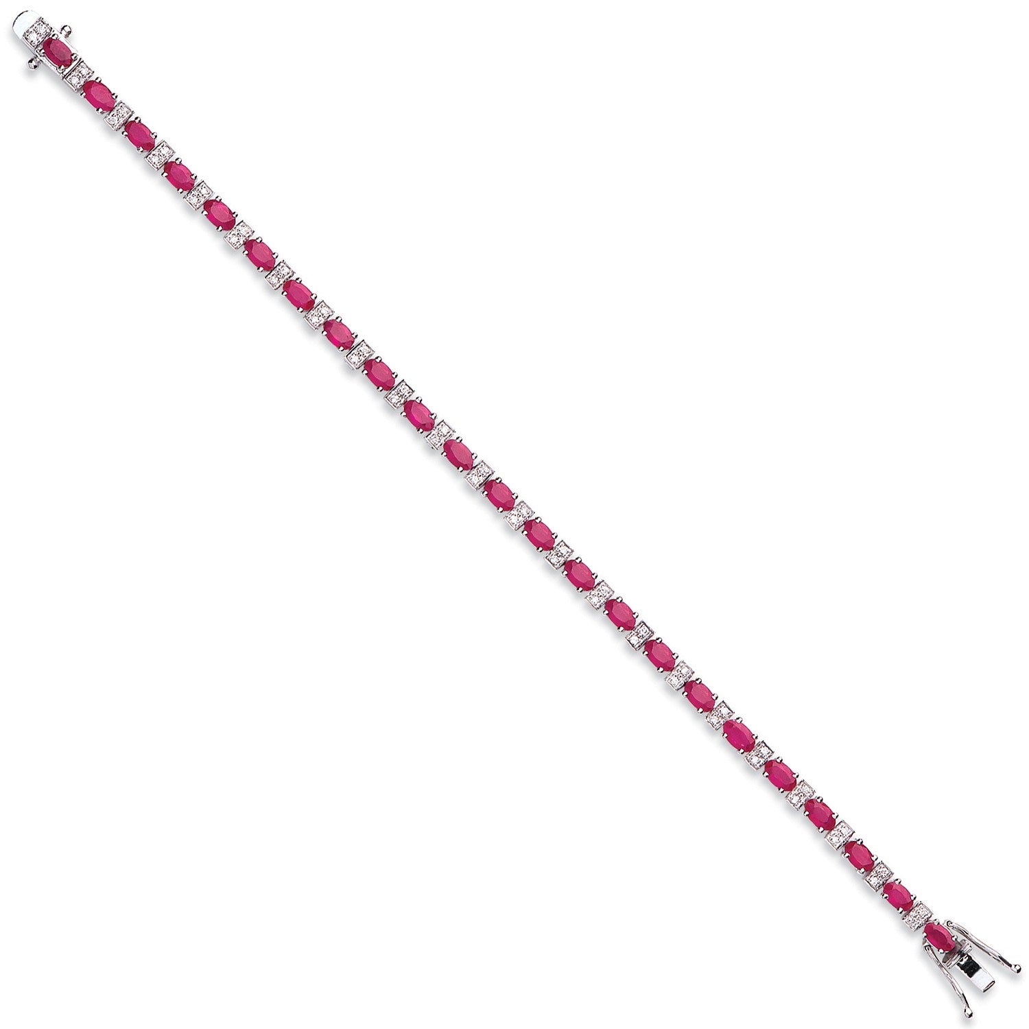 18ct White Gold Diamond & 6.00ct Ruby Bracelet
