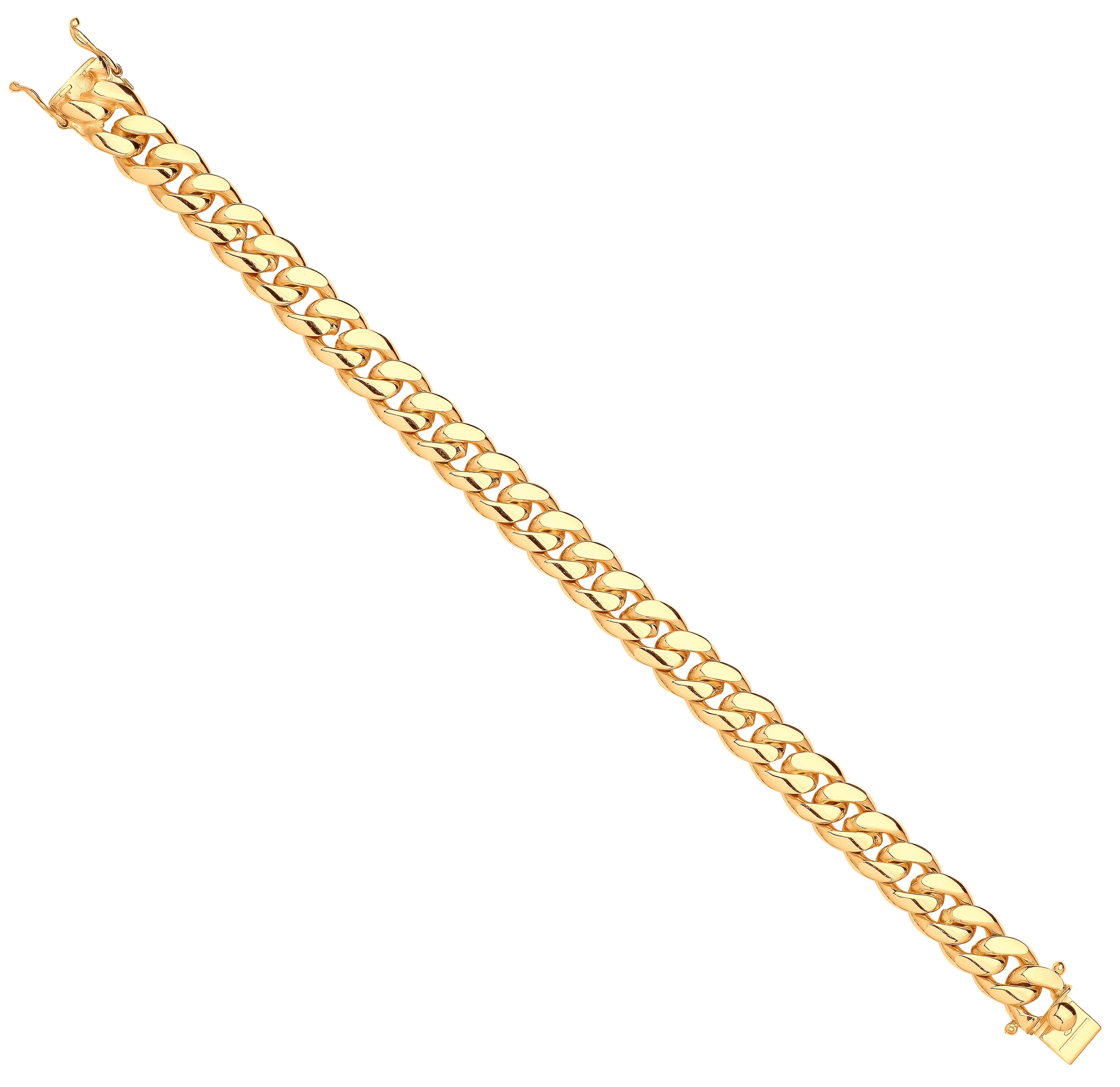 Yellow Gold Cuban Link Solid 10mm Gents Bracelet