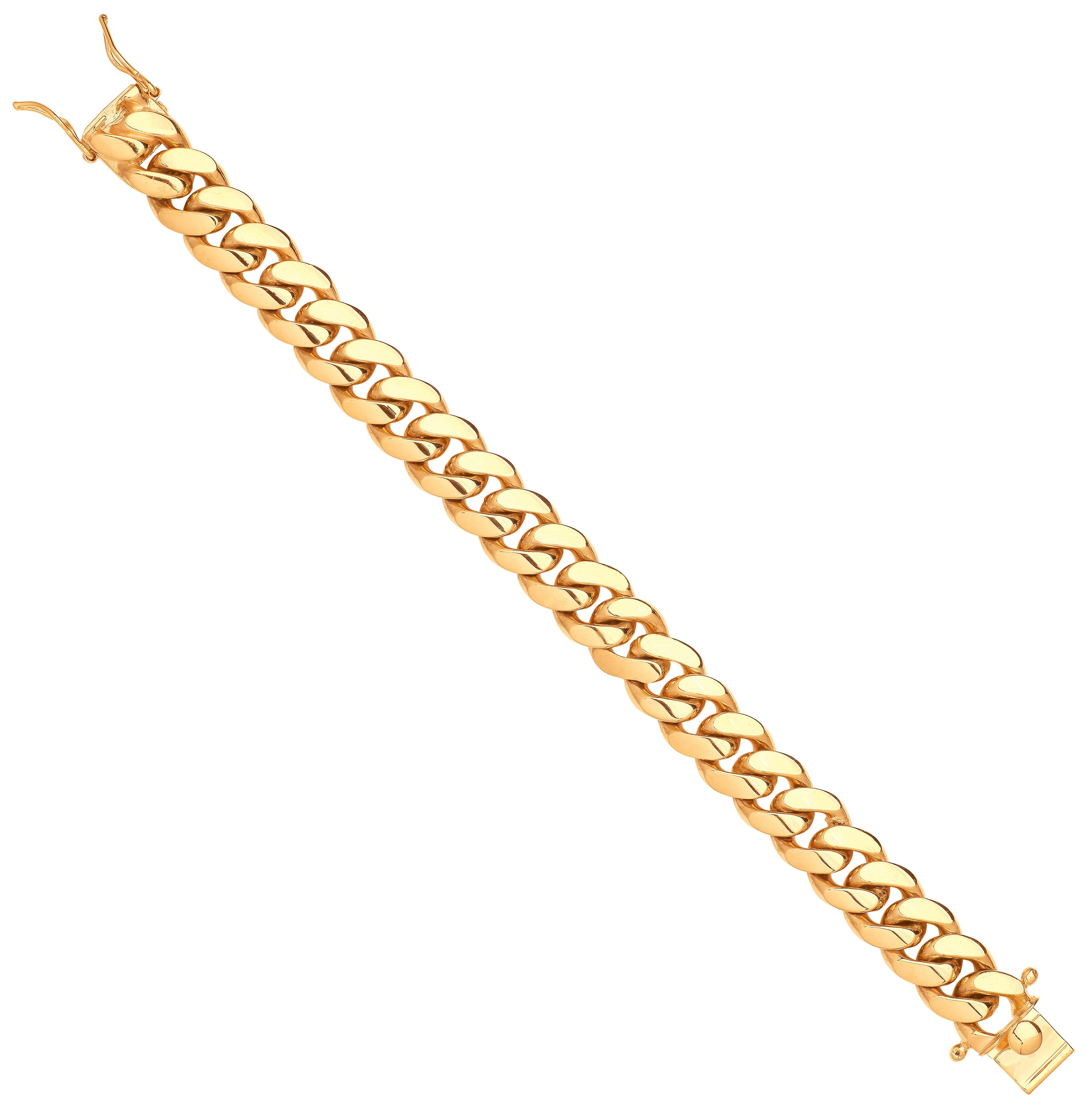 Yellow Gold Cuban Link Solid 14mm Gents Bracelet